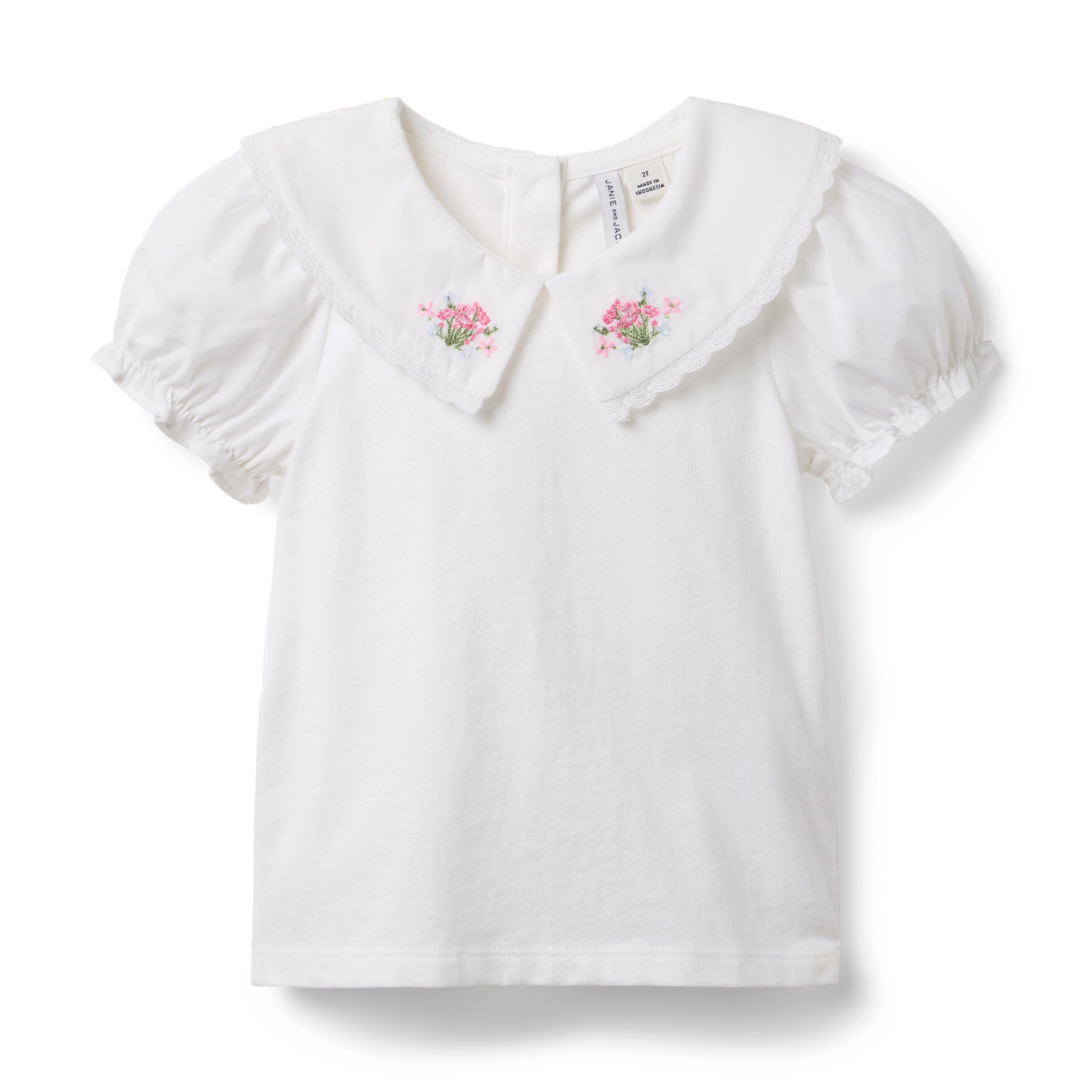 Janie and Jack Embroidered Floral Collar Top