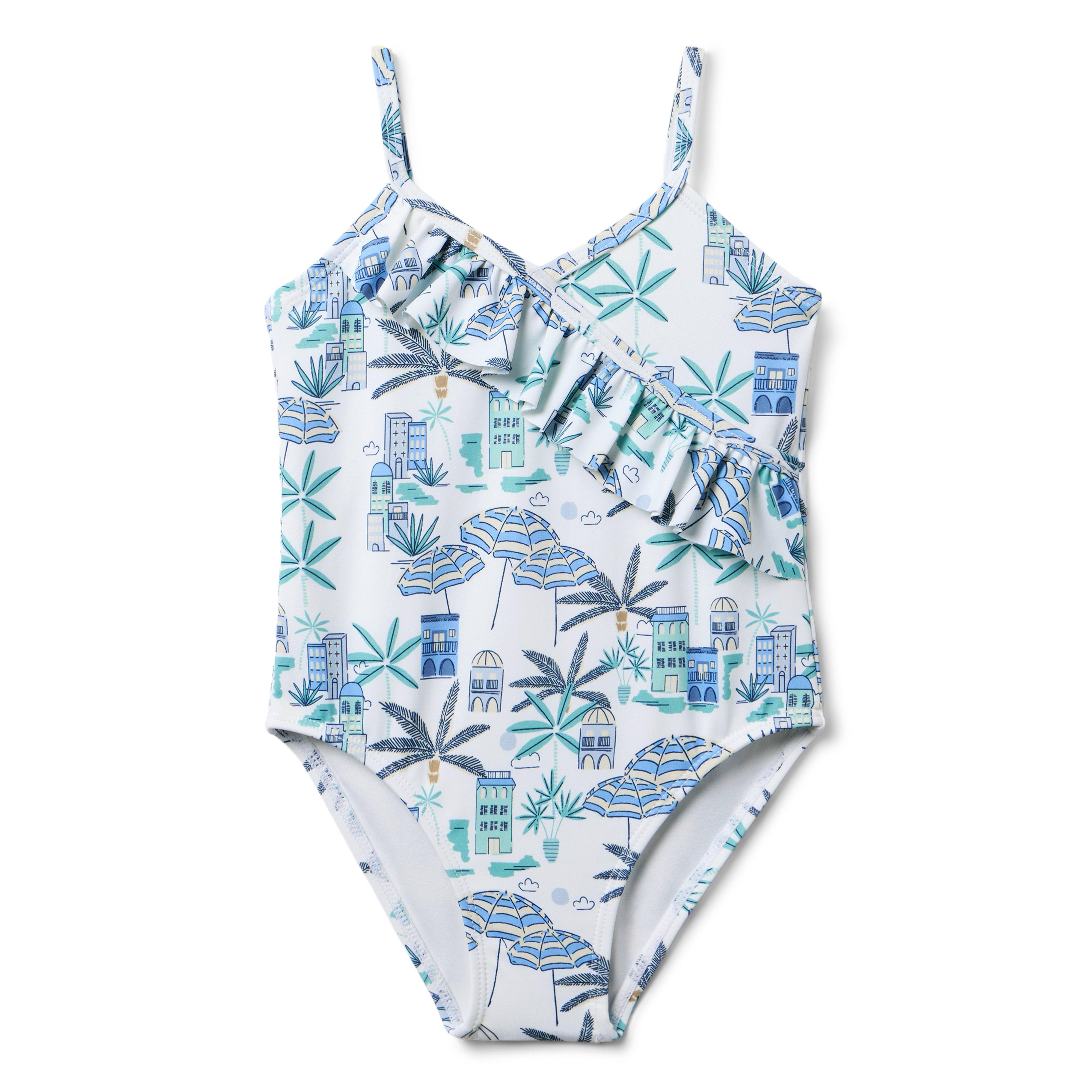 Janie and Jack Recycled Coastal Getaway Ruffle Swimsuit