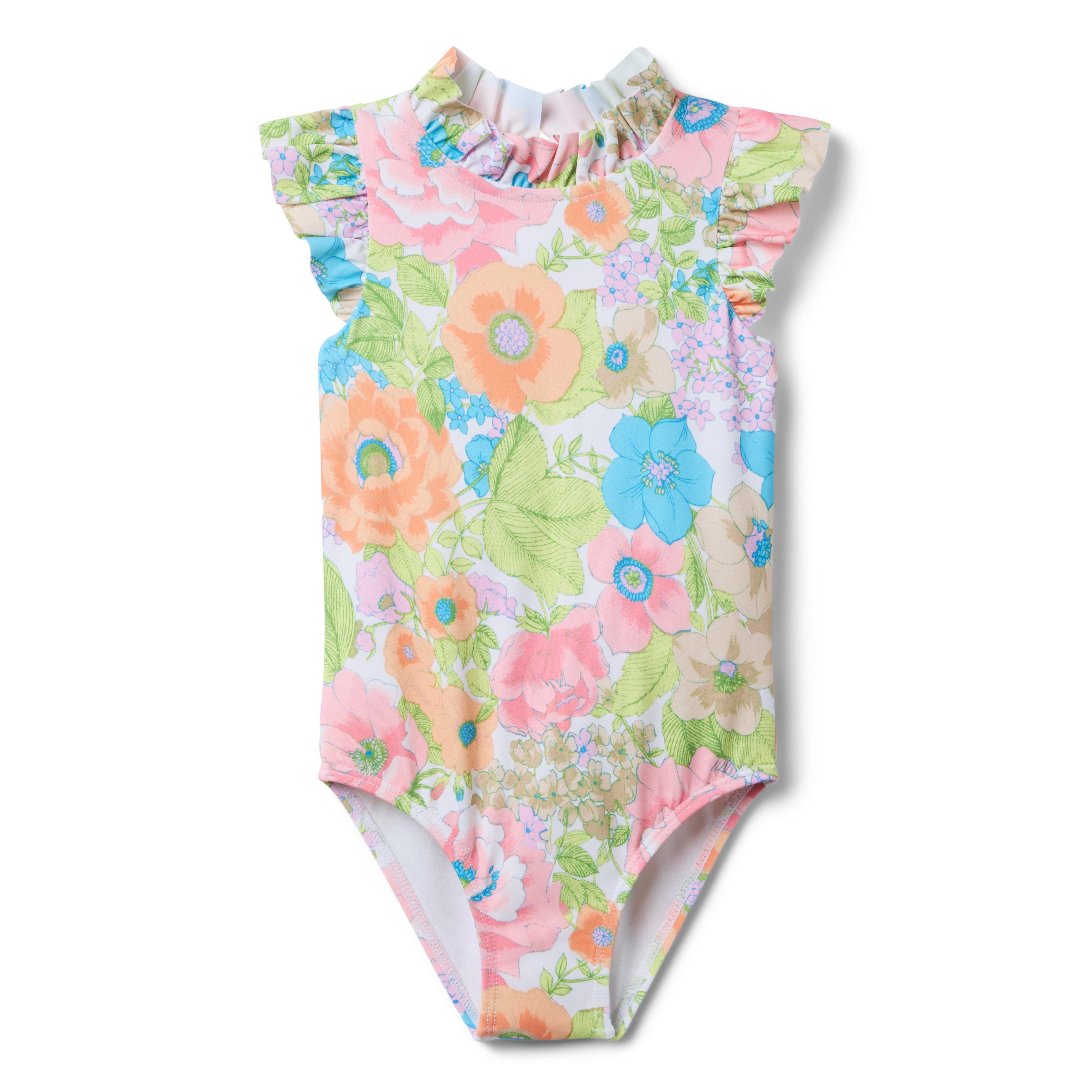 Janie and Jack Recycled Floral Ruffle Collar Swimsuit