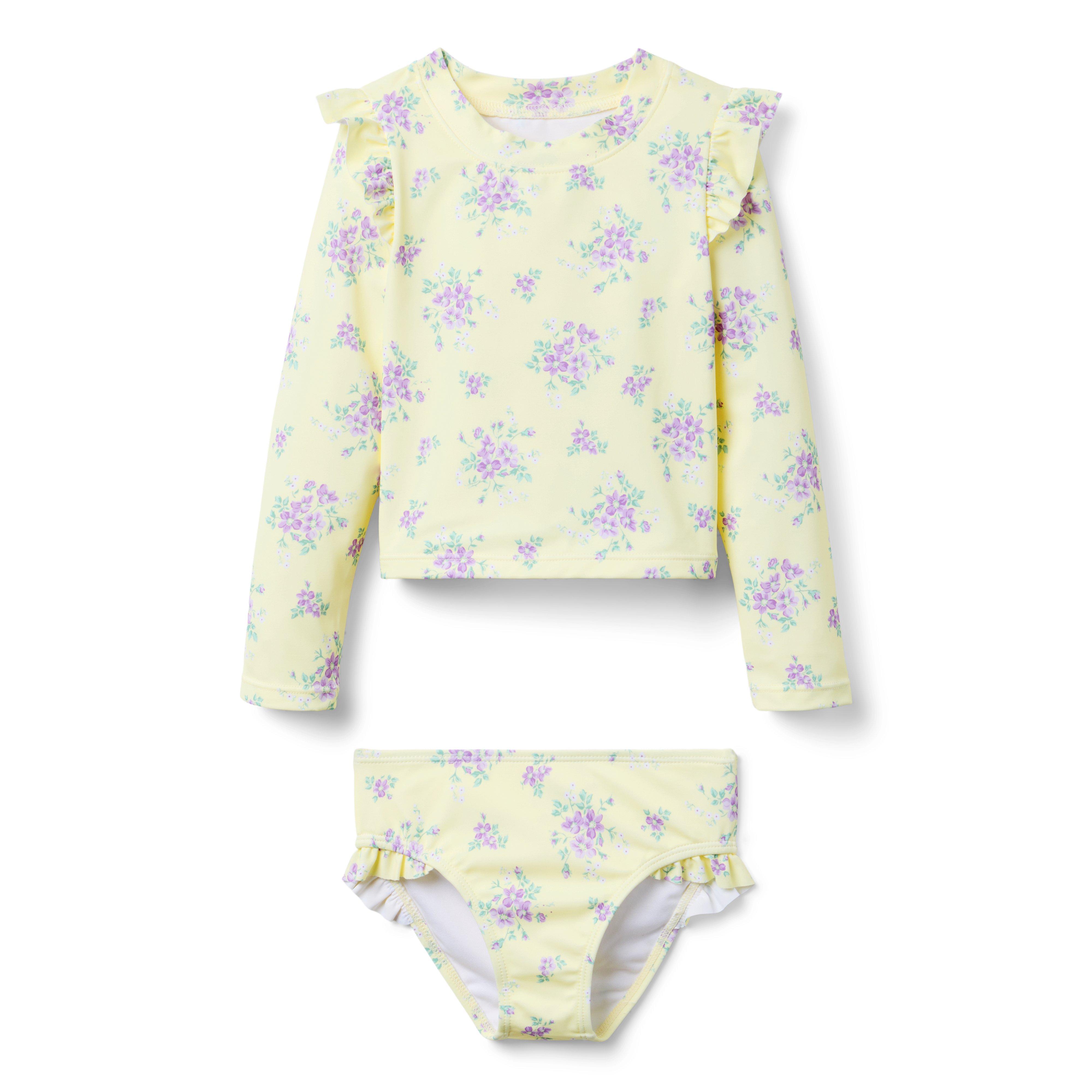 Janie and Jack Recycled Floral Ruffle Rash Guard Swimsuit