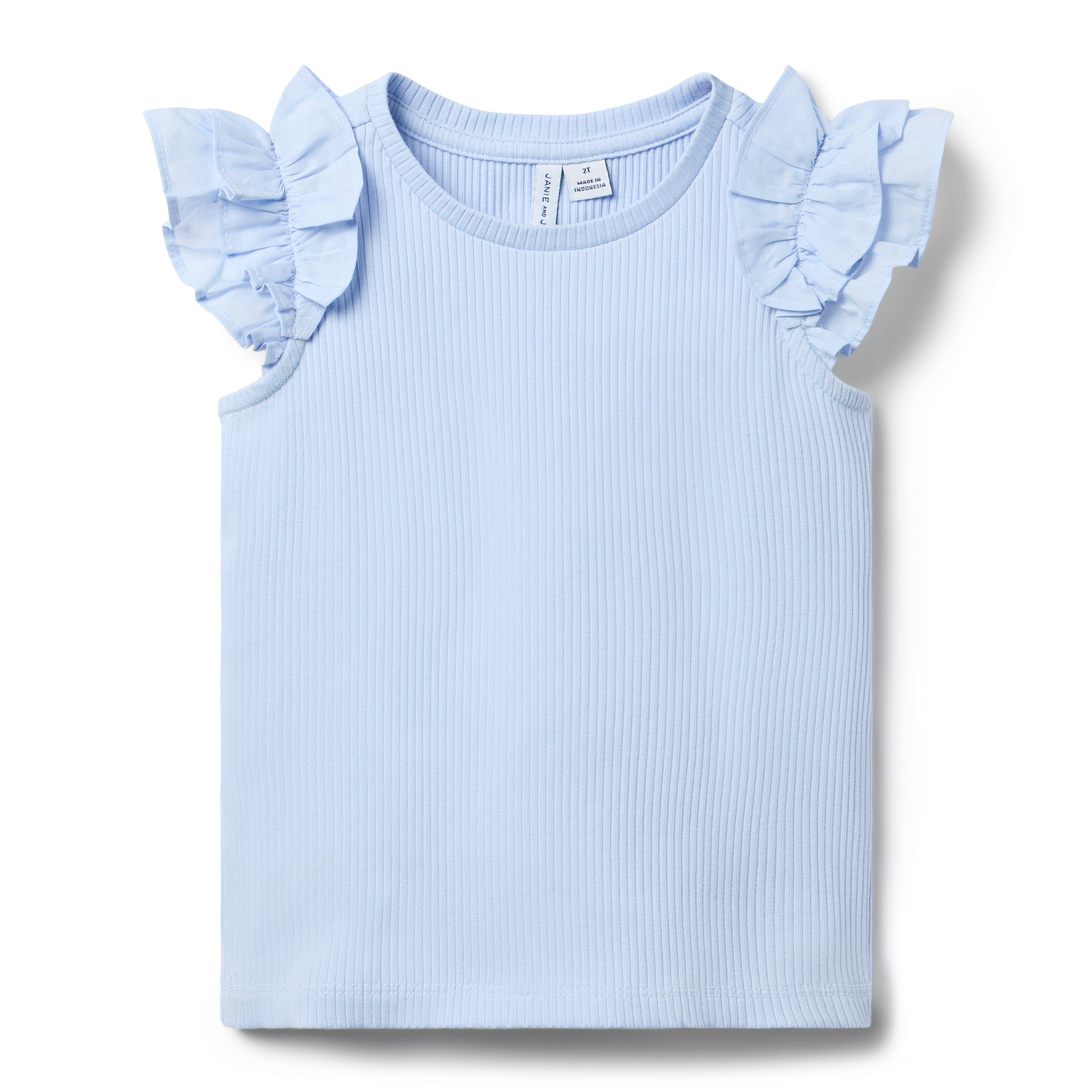 Janie and Jack Ribbed Ruffle Sleeve Top