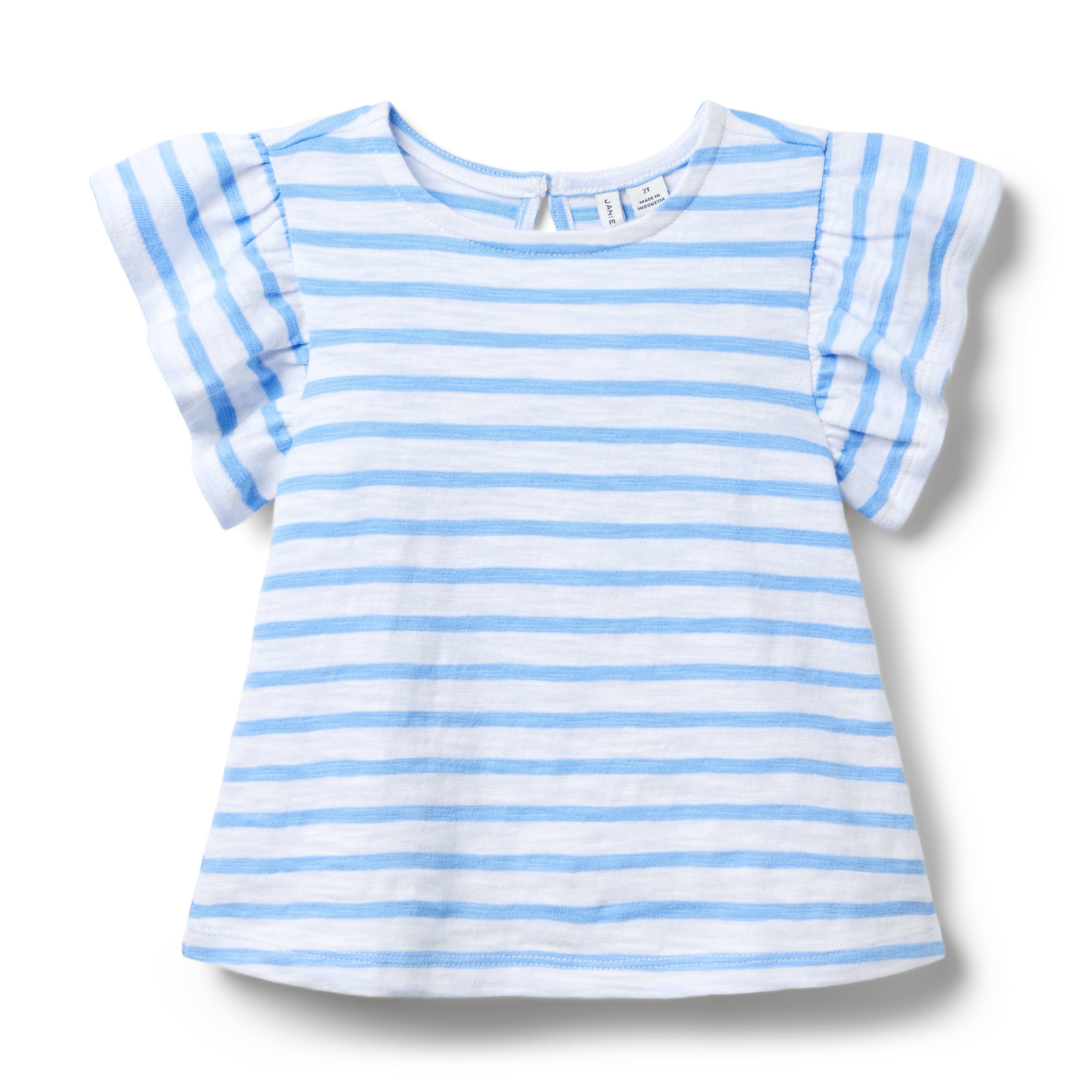 Janie and Jack Striped Flutter Sleeve Top