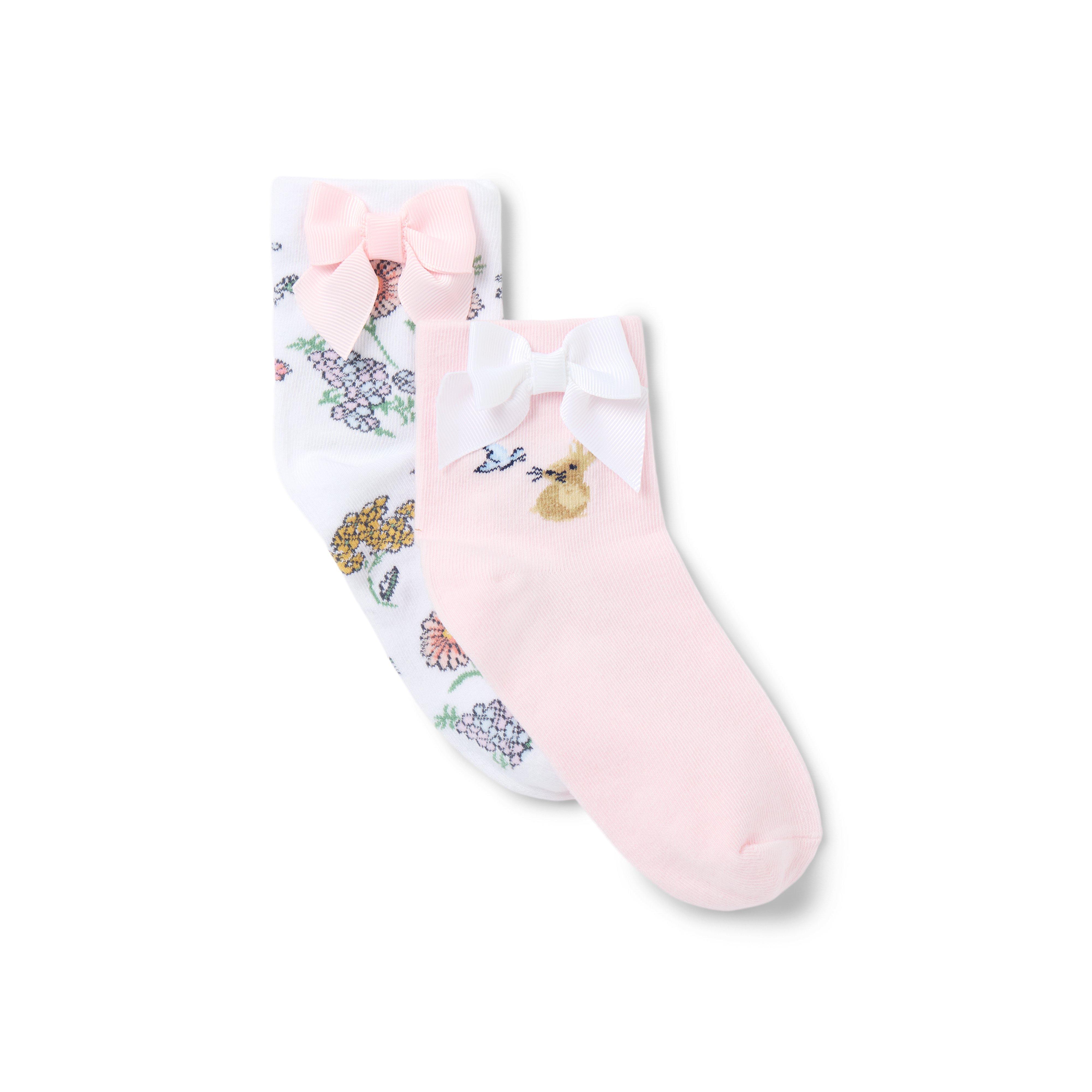 Janie and Jack Floral And Bunny Sock 2-Pack