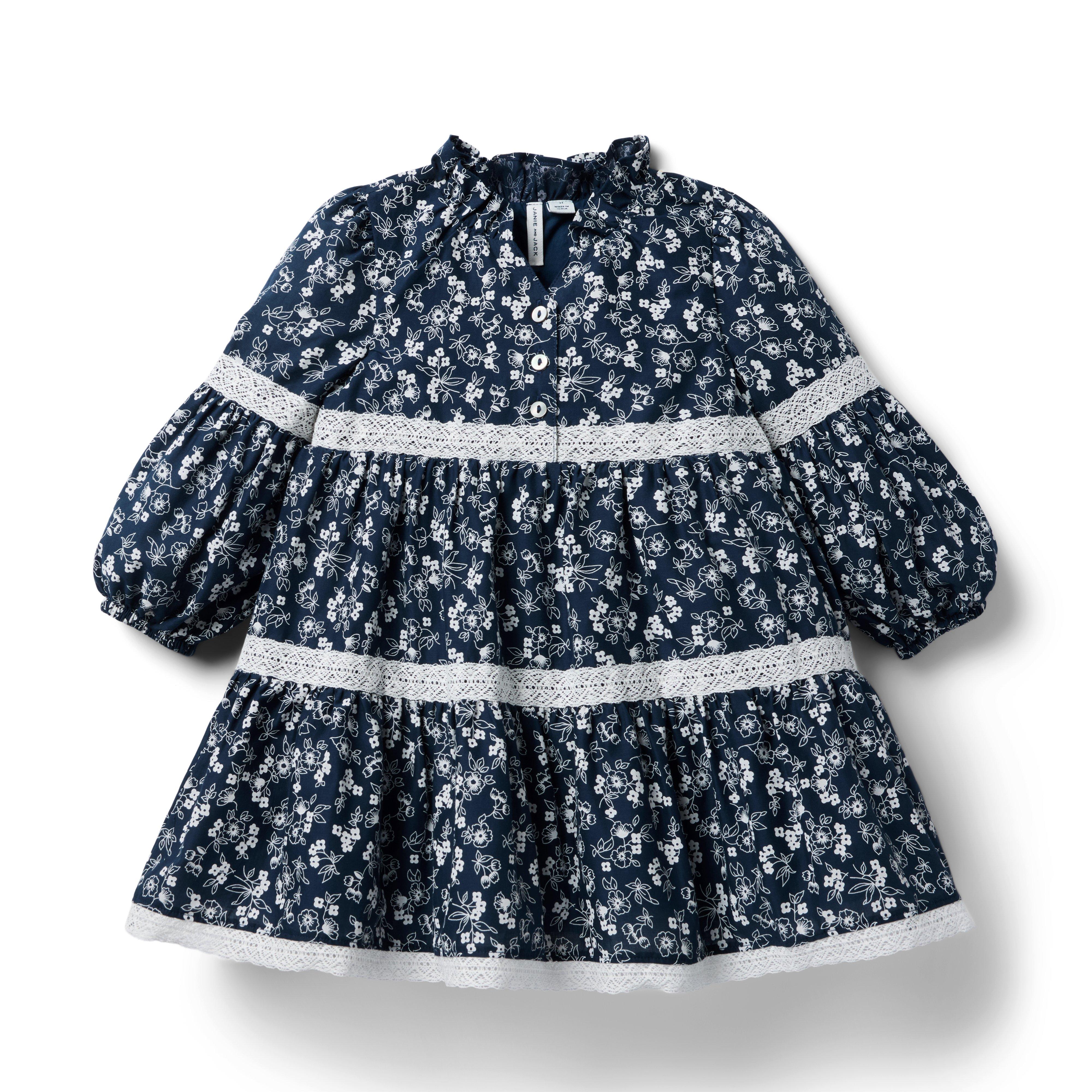 Janie and Jack Ditsy Floral Lace Trim Dress