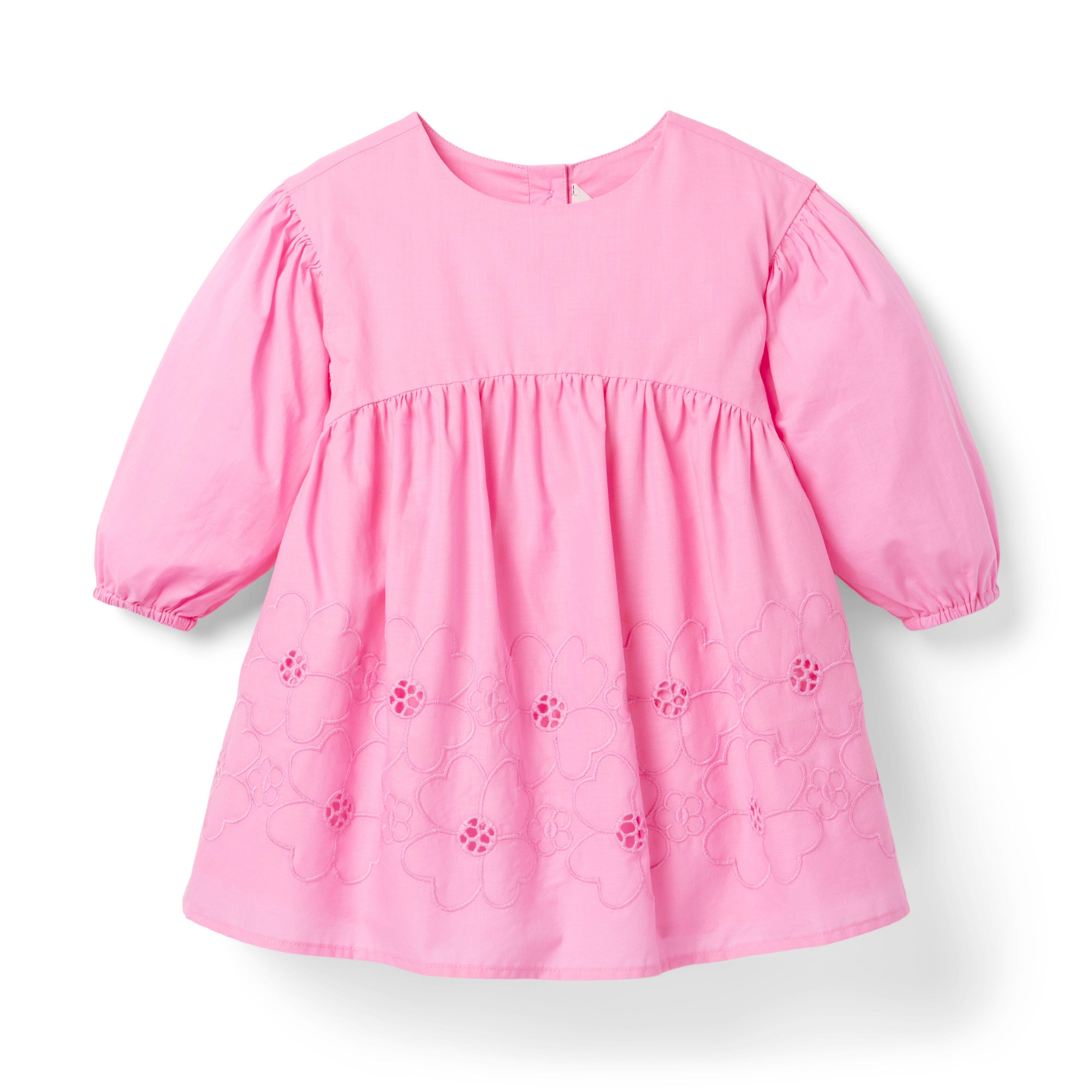 Janie and Jack Embroidered Floral Puff Sleeve Dress