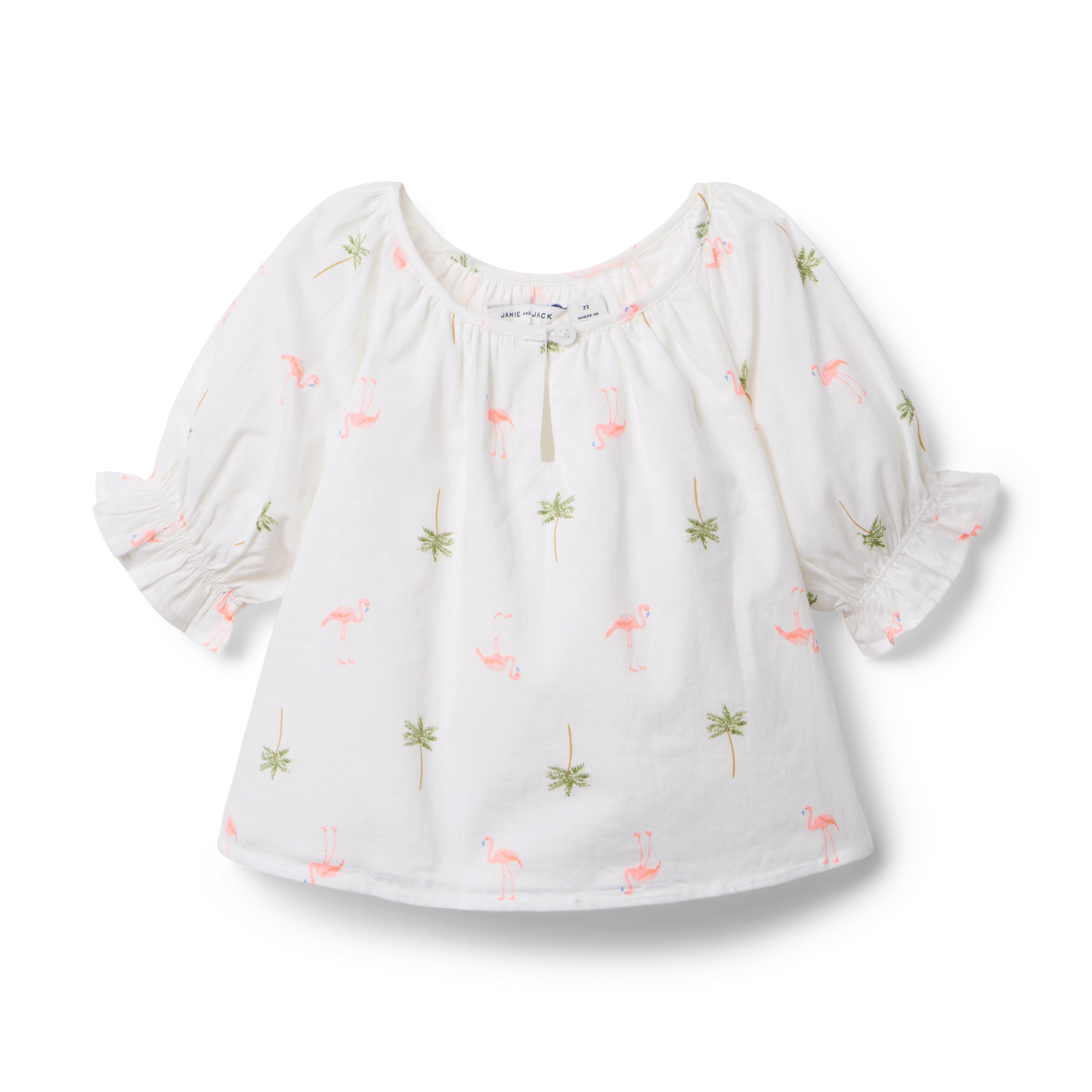 Janie and Jack Flamingo Palm Top