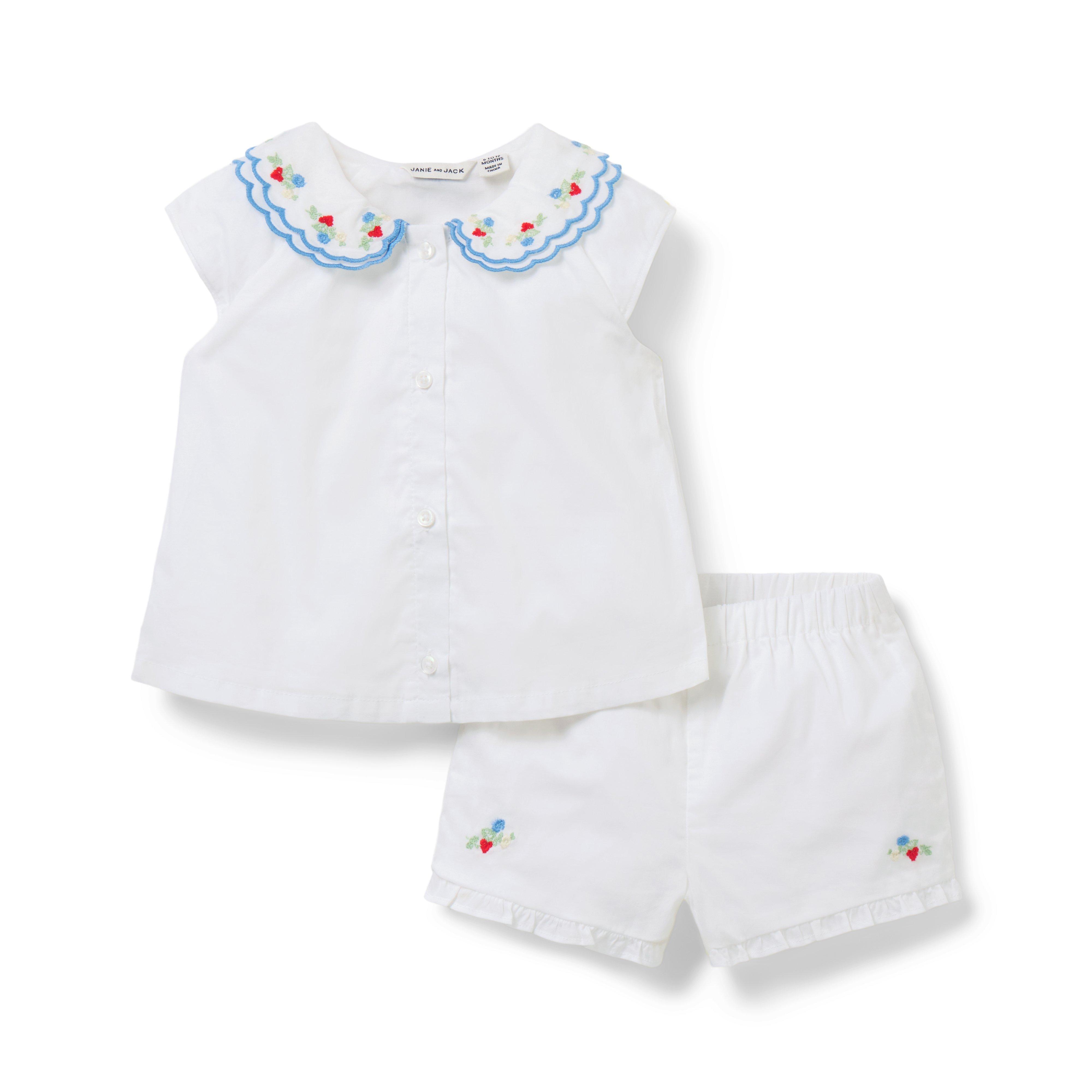 Janie and Jack Baby Embroidered Floral Collar Matching Set