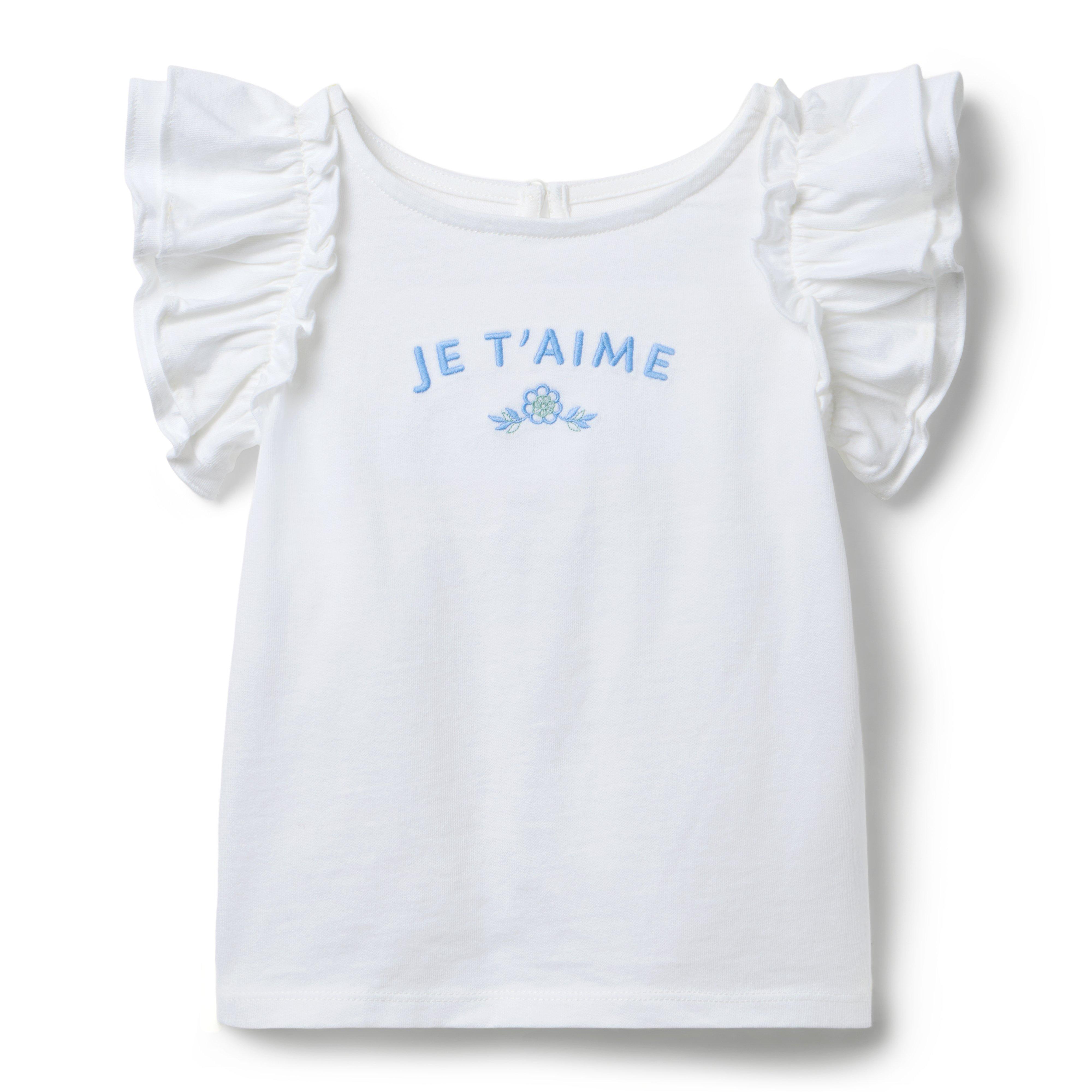 Janie and Jack Je T'aime Ruffle Sleeve Tee