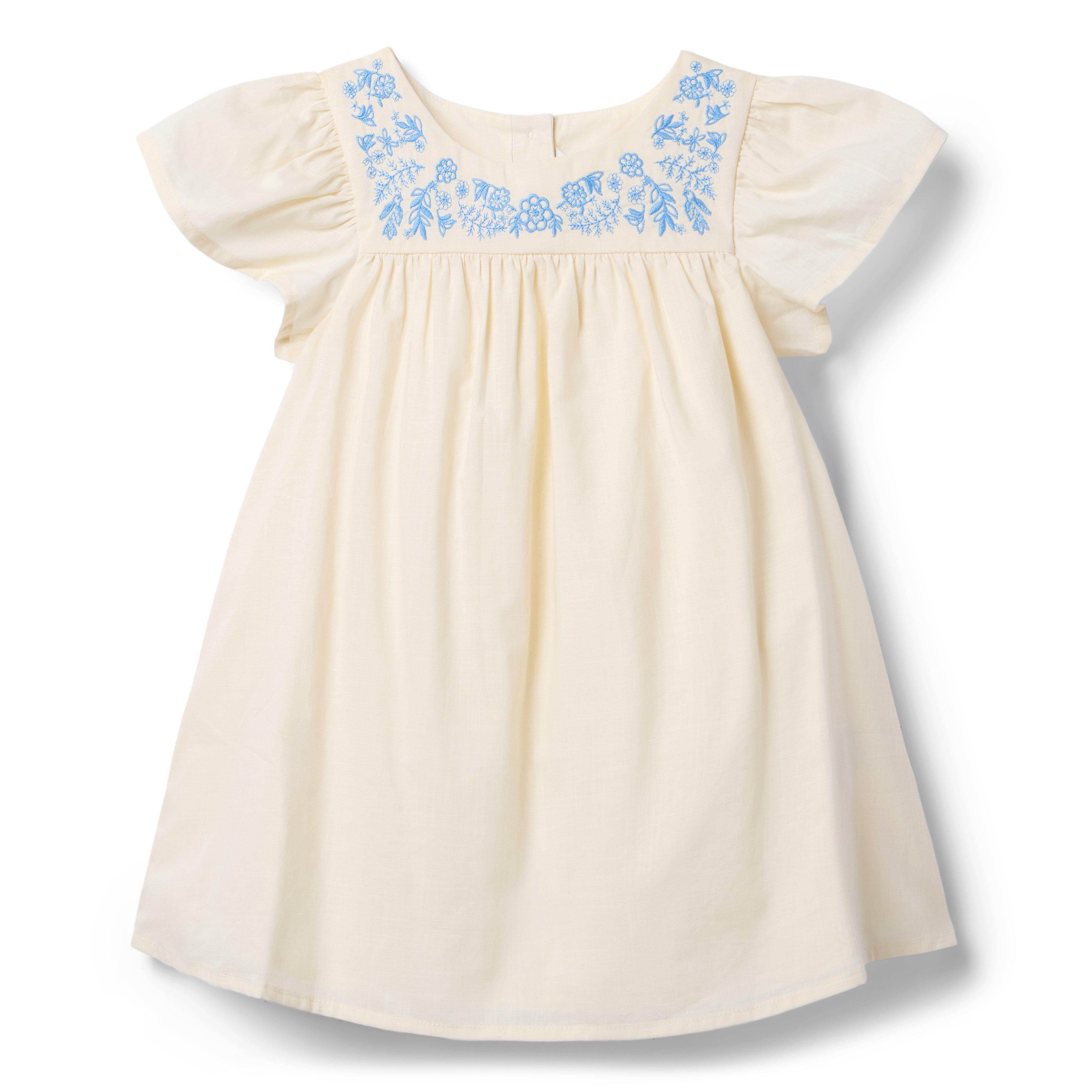 Janie and Jack Embroidered Floral Ruffle Sleeve Dress