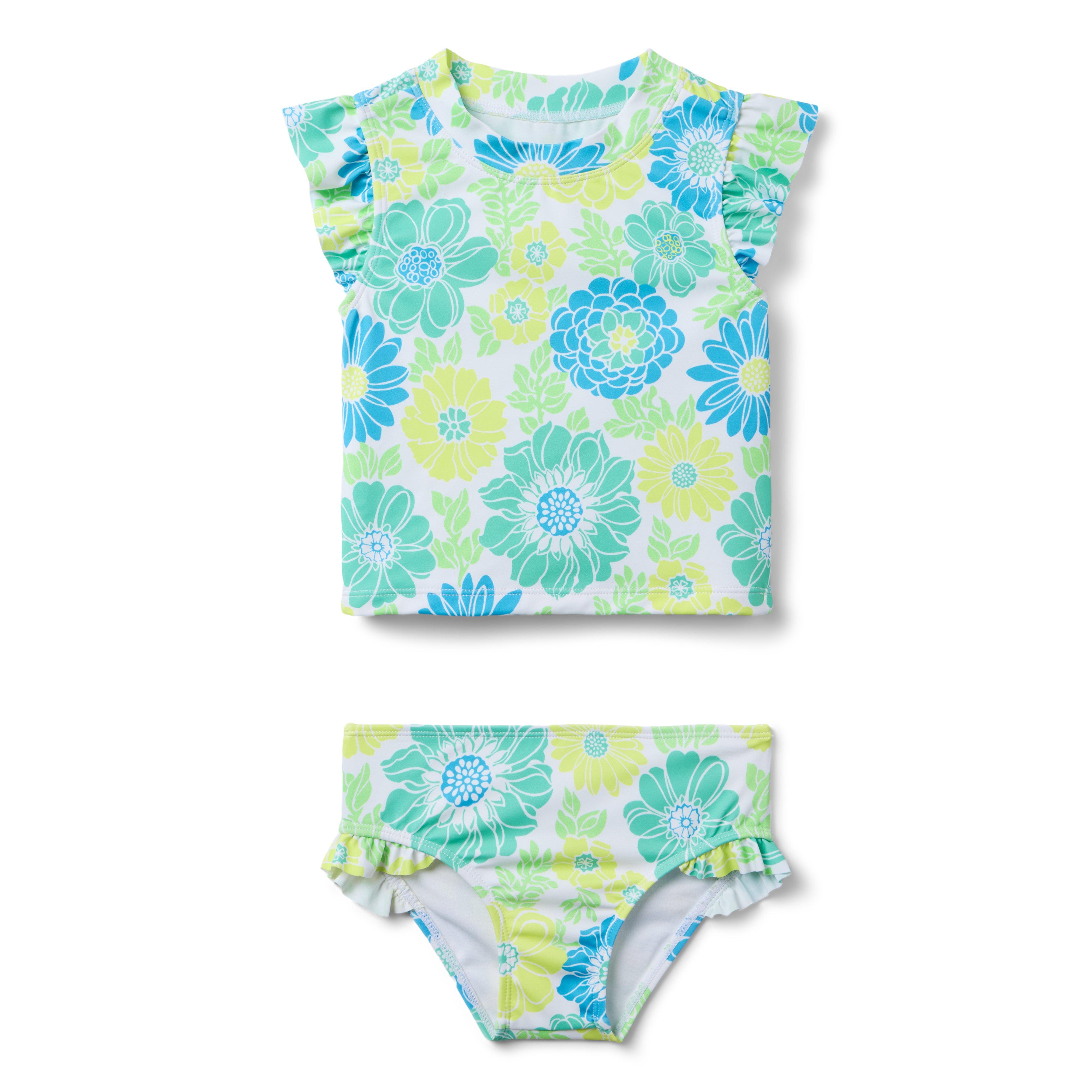 Janie and Jack Recycled Floral Rash Guard Swimsuit