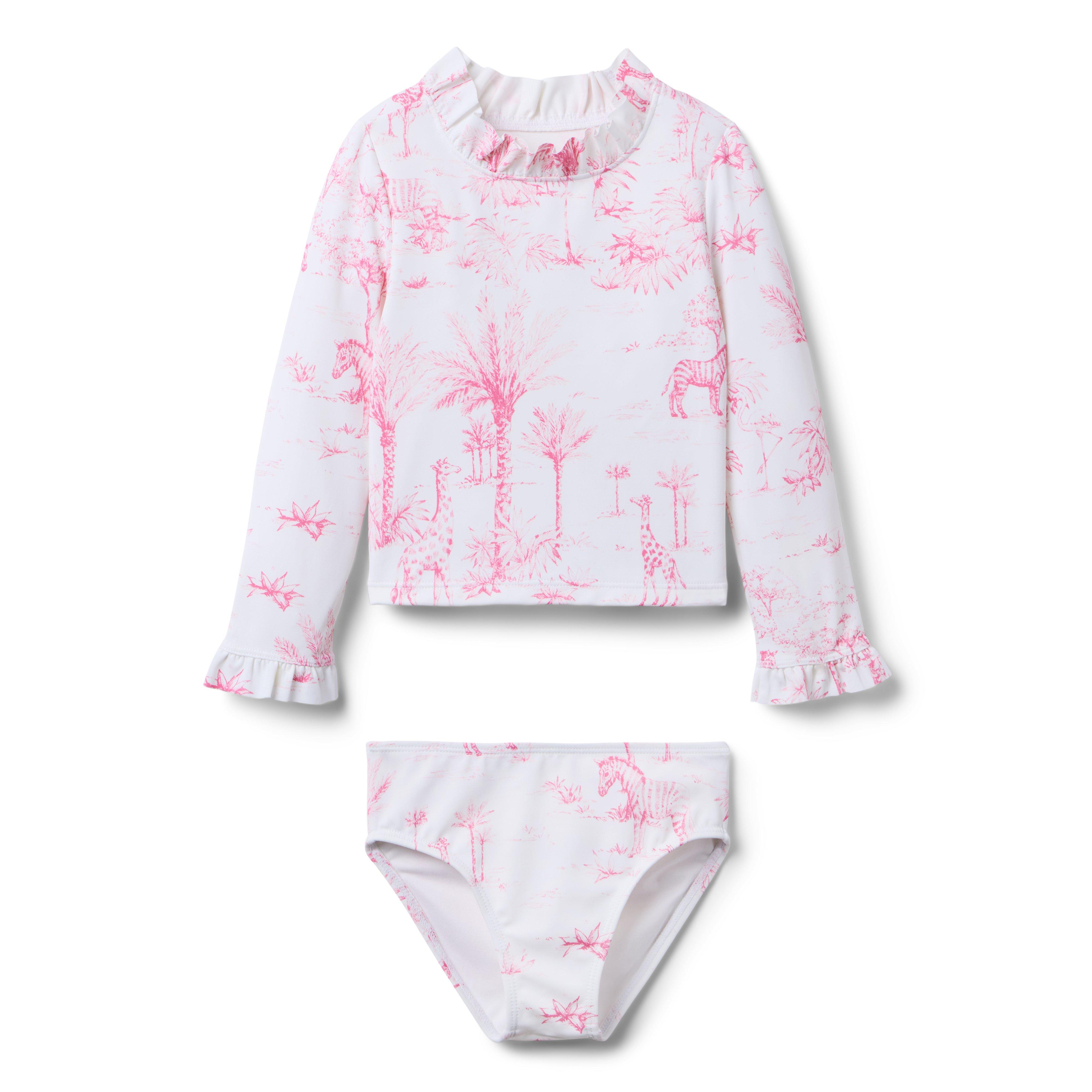 Janie and Jack Recycled Animal Friends Toile Rash Guard Swimsuit