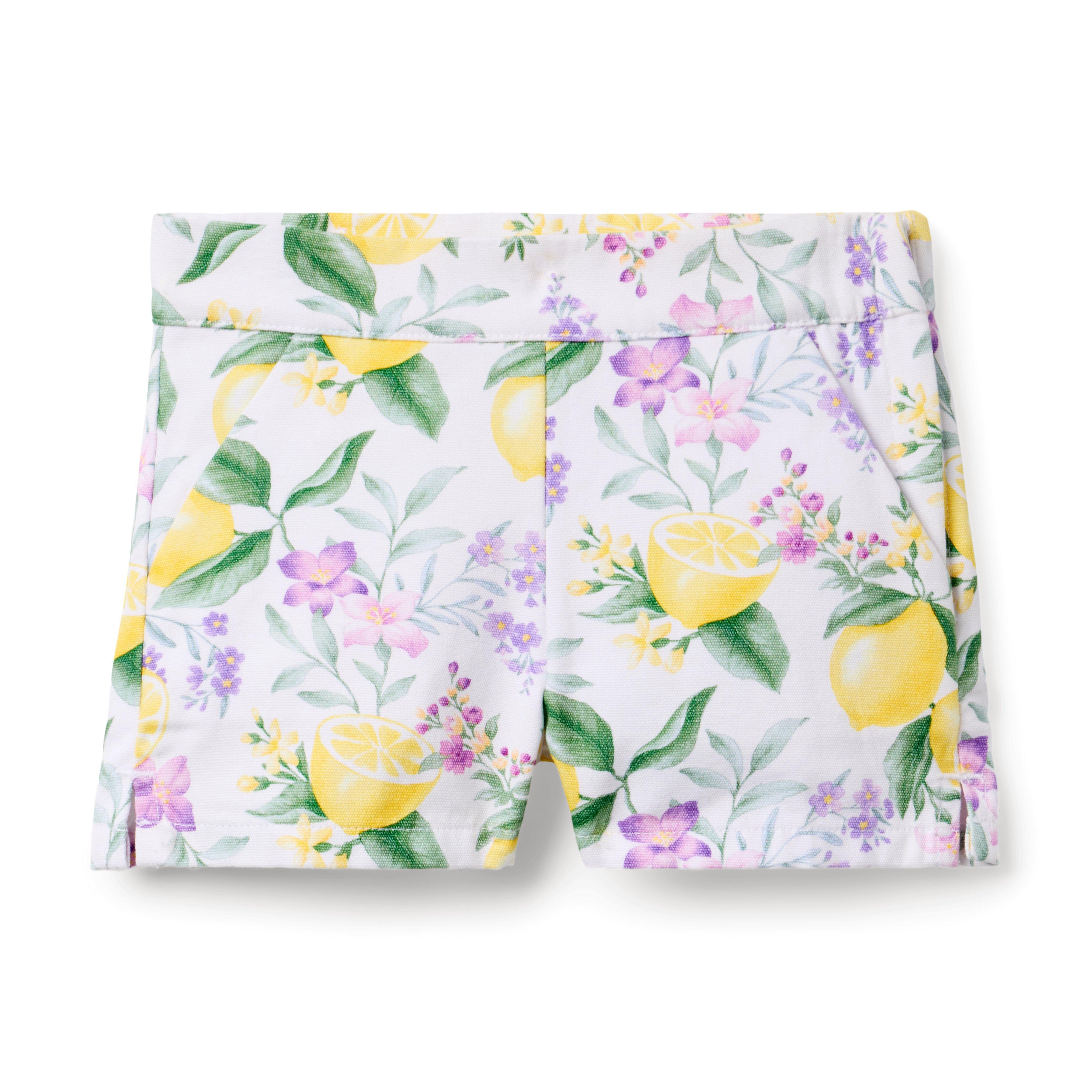 Janie and Jack Lemon Floral Canvas Short