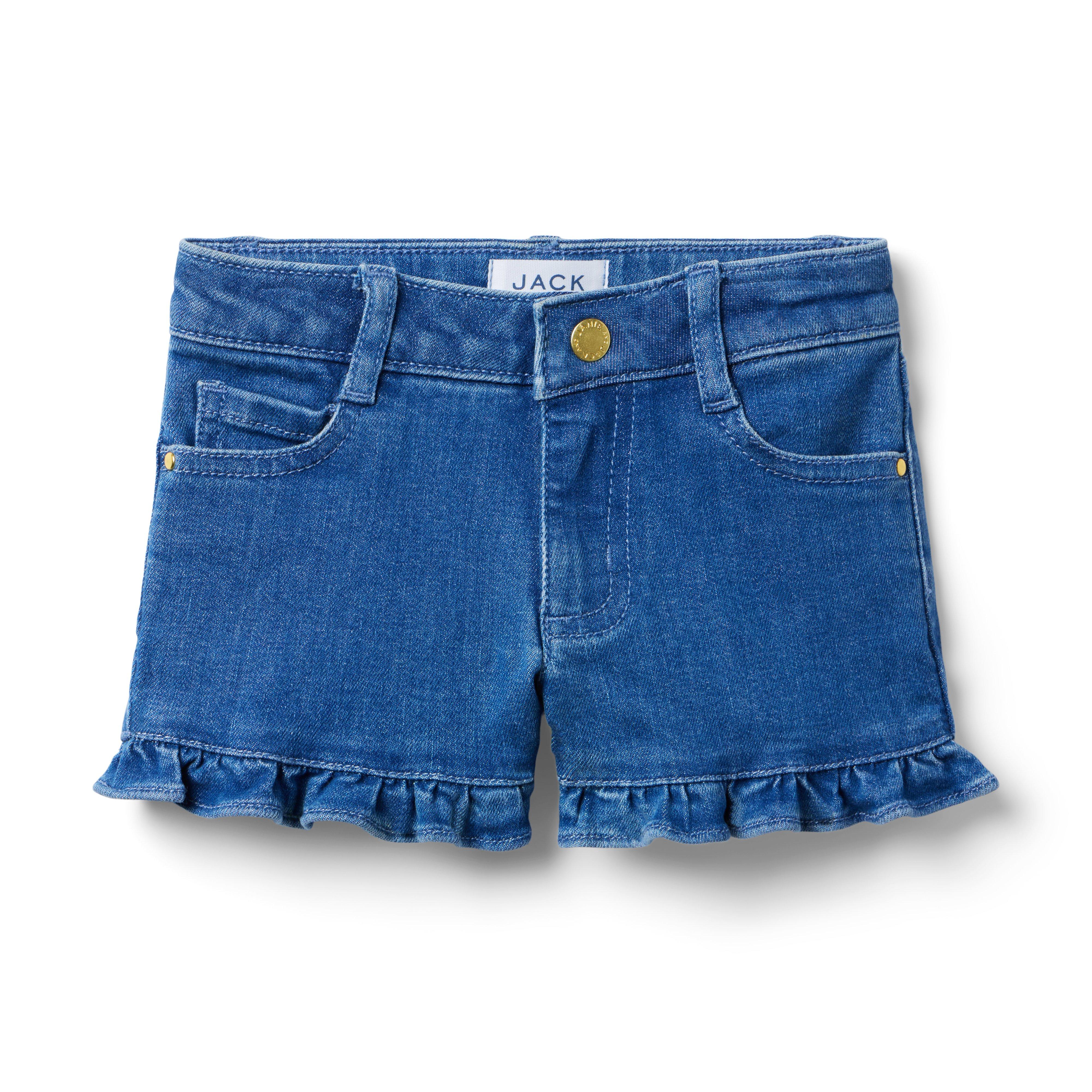 Janie and Jack Denim Ruffle Hem Short In Medium Wash