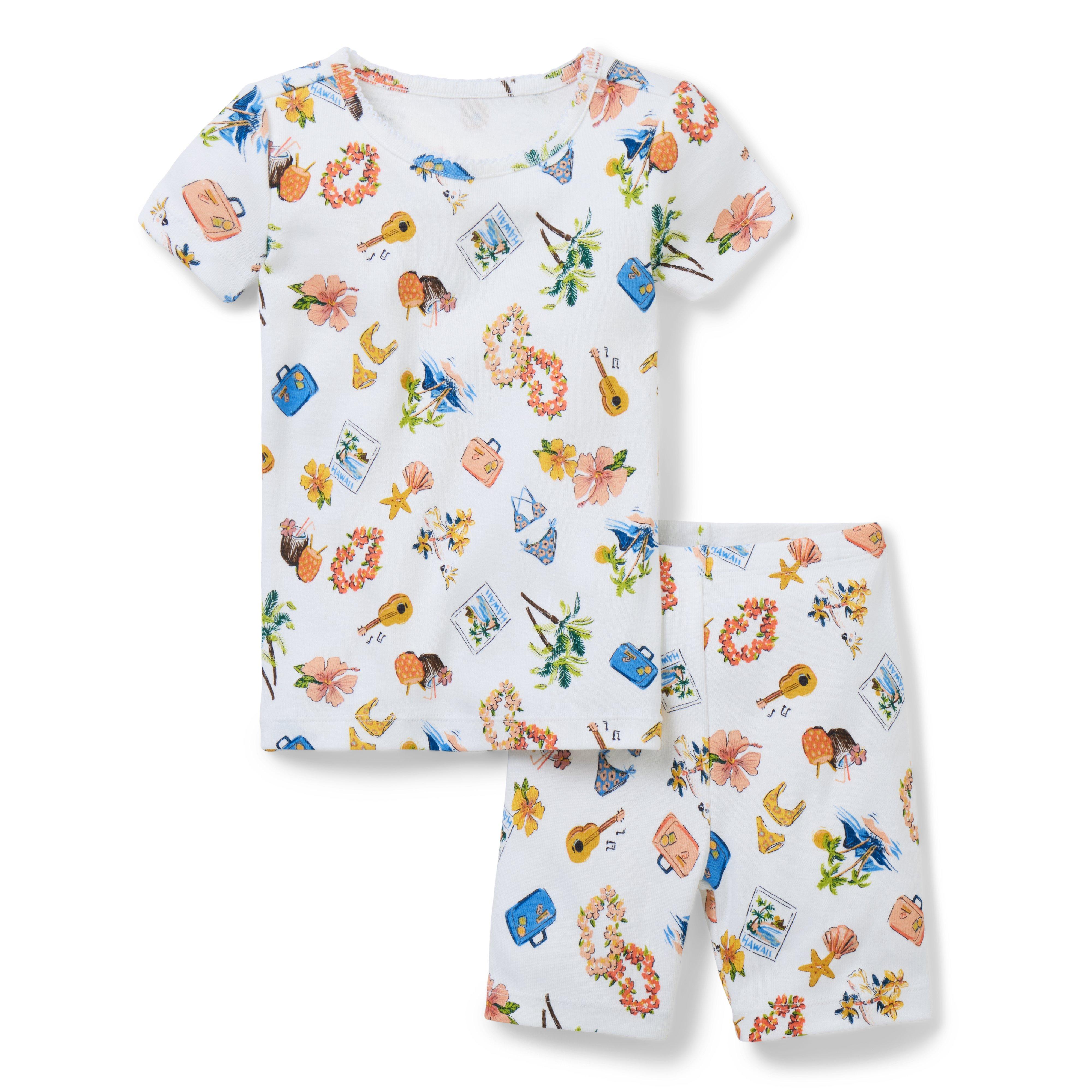 Janie and Jack Good Night Short Pajama In Tropical Vacation