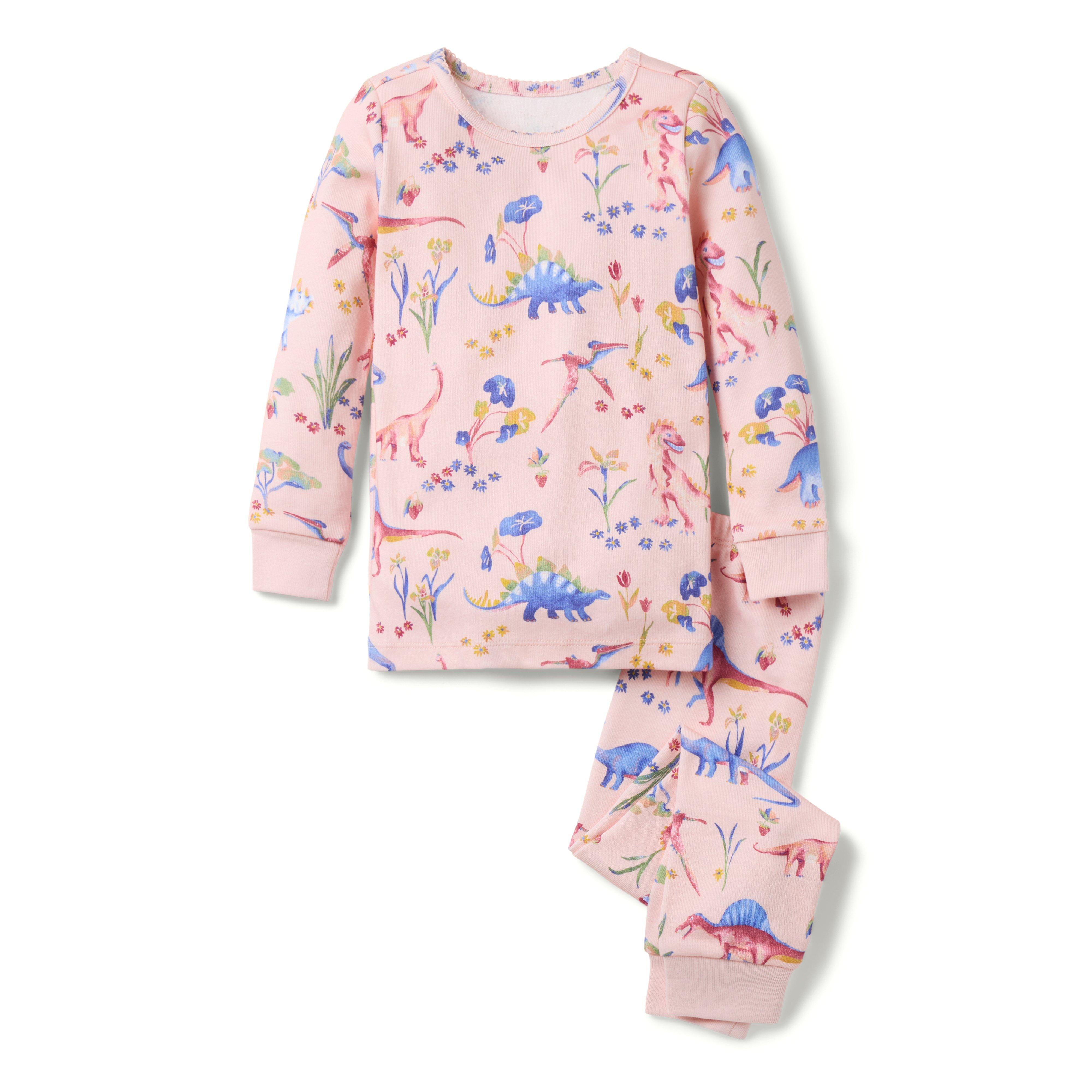 Janie and Jack Good Night Pajama In Dinosaur Floral