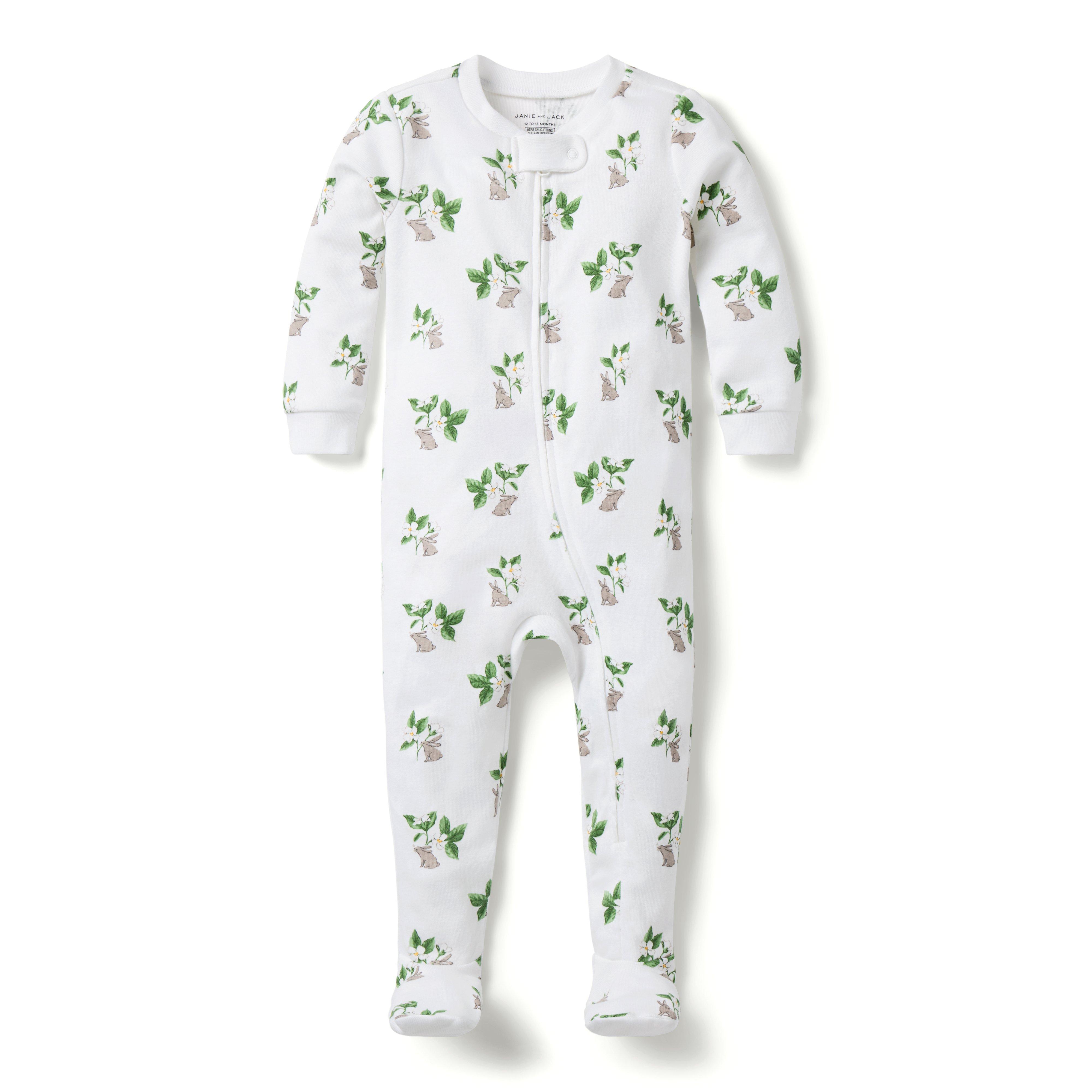 Janie and Jack Baby Good Night Footed Pajama In Bunny Floral