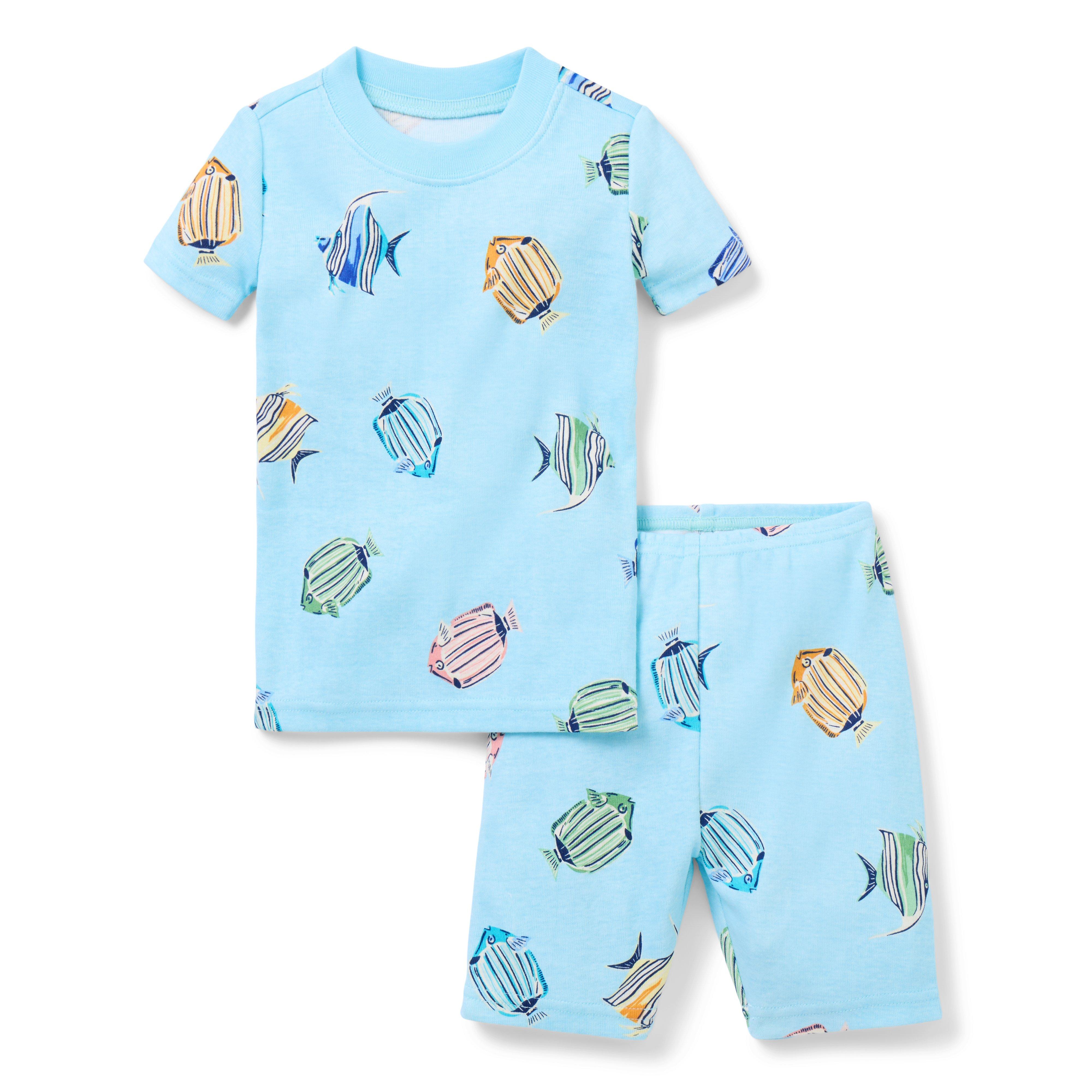 Janie and Jack Good Night Short Pajama In Tropical Fish