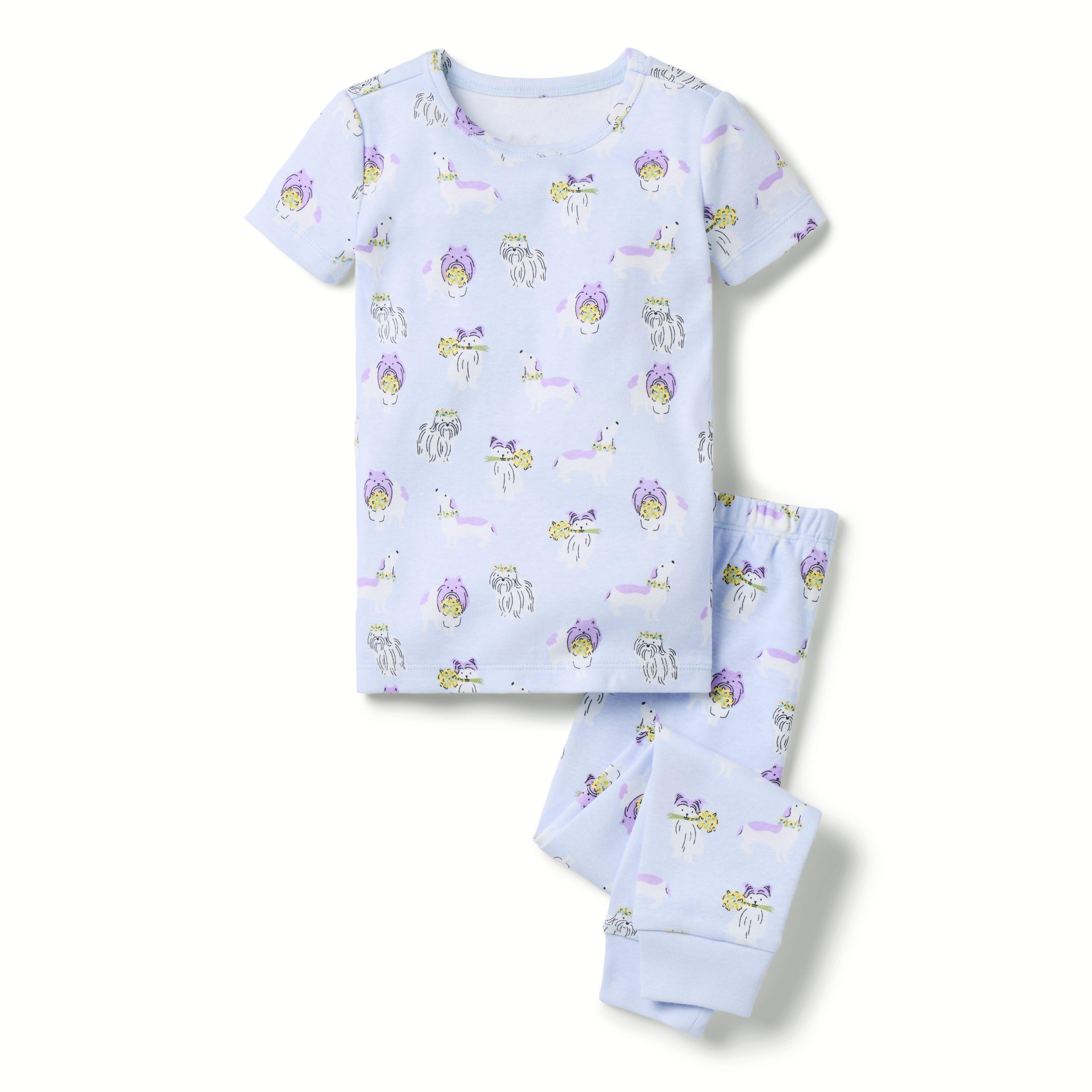 Janie and Jack Good Night Classic Pajama In Dog Floral Friends