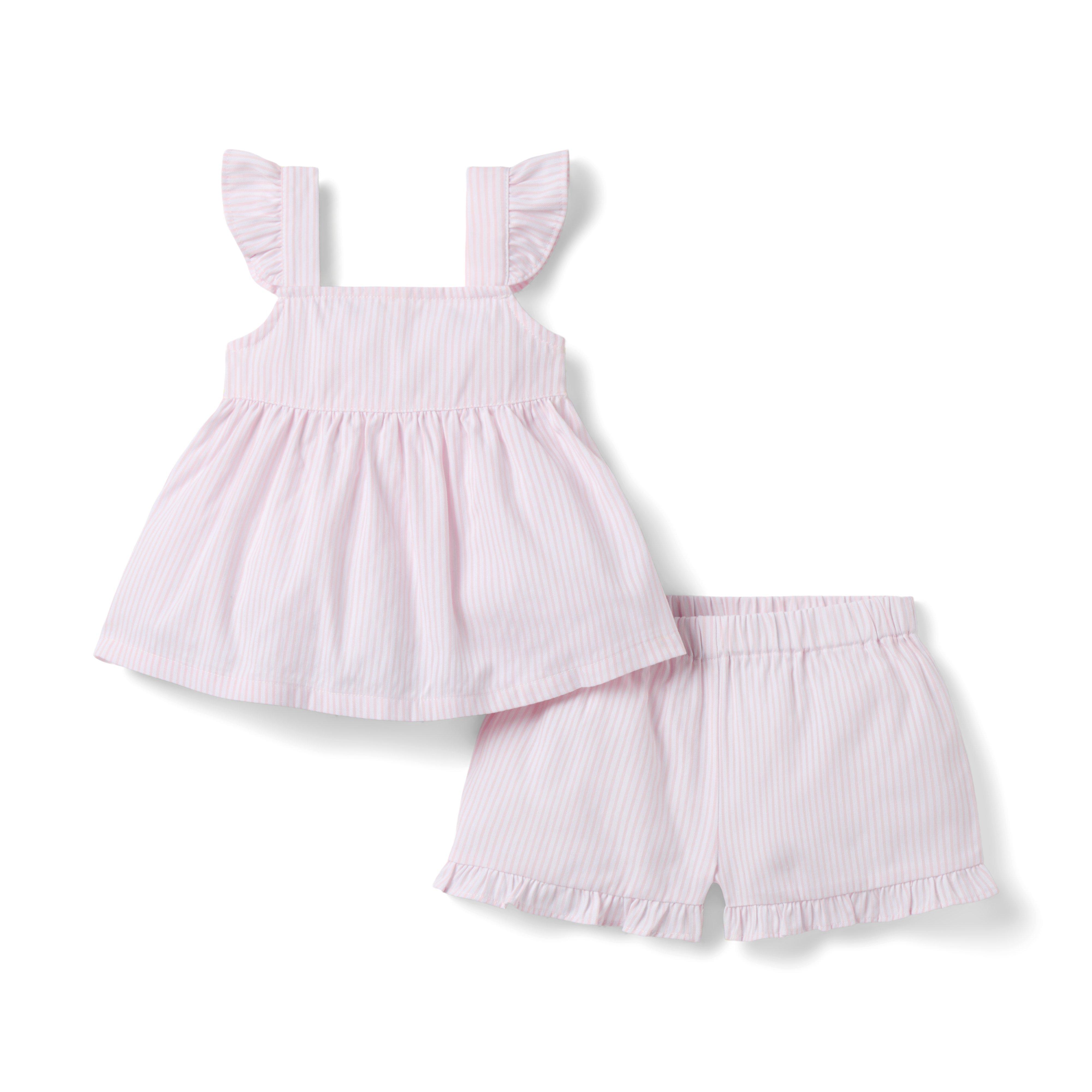 Janie and Jack Good Night Ruffle Pajama In Stripe