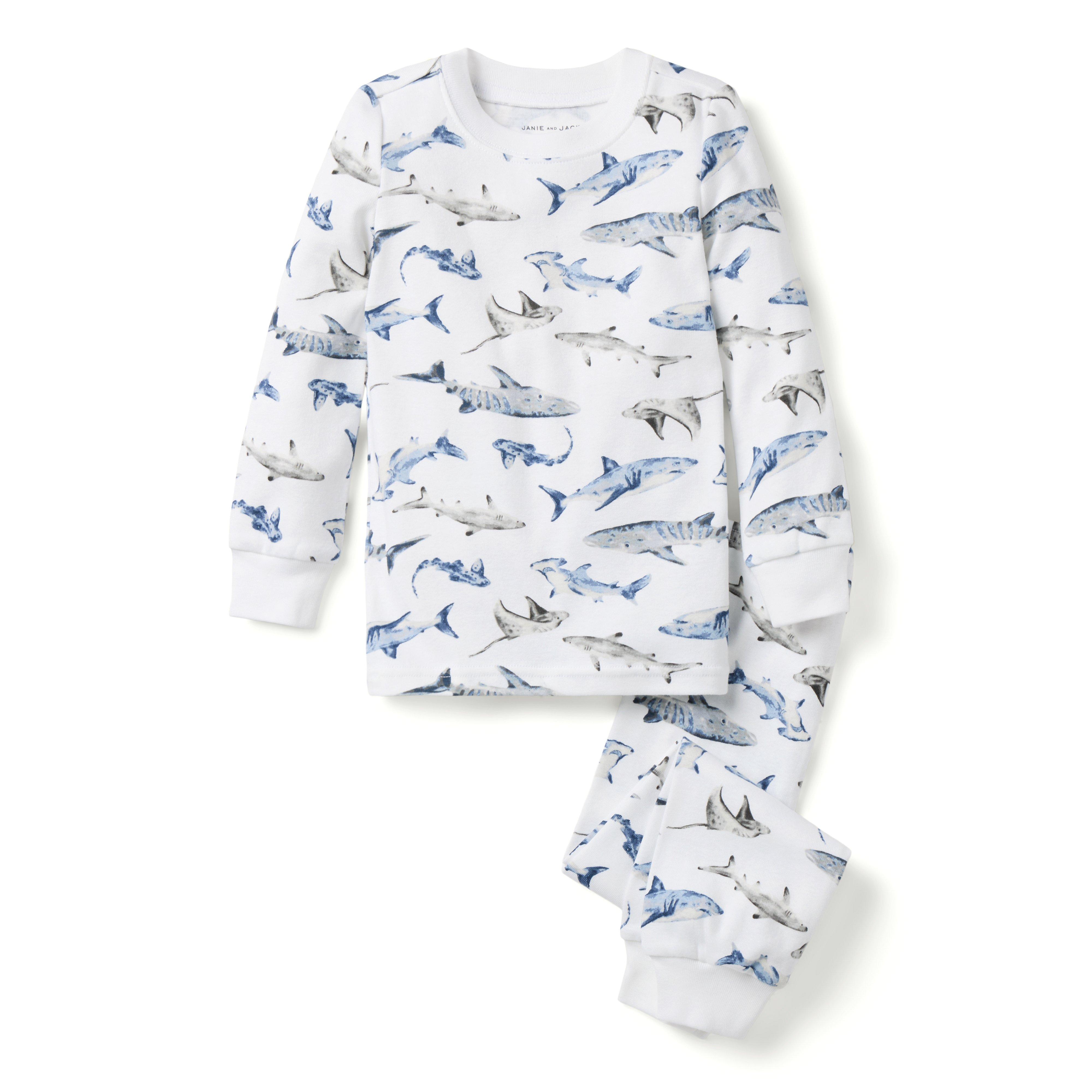 Janie and Jack Good Night Pajama In Shark Friends