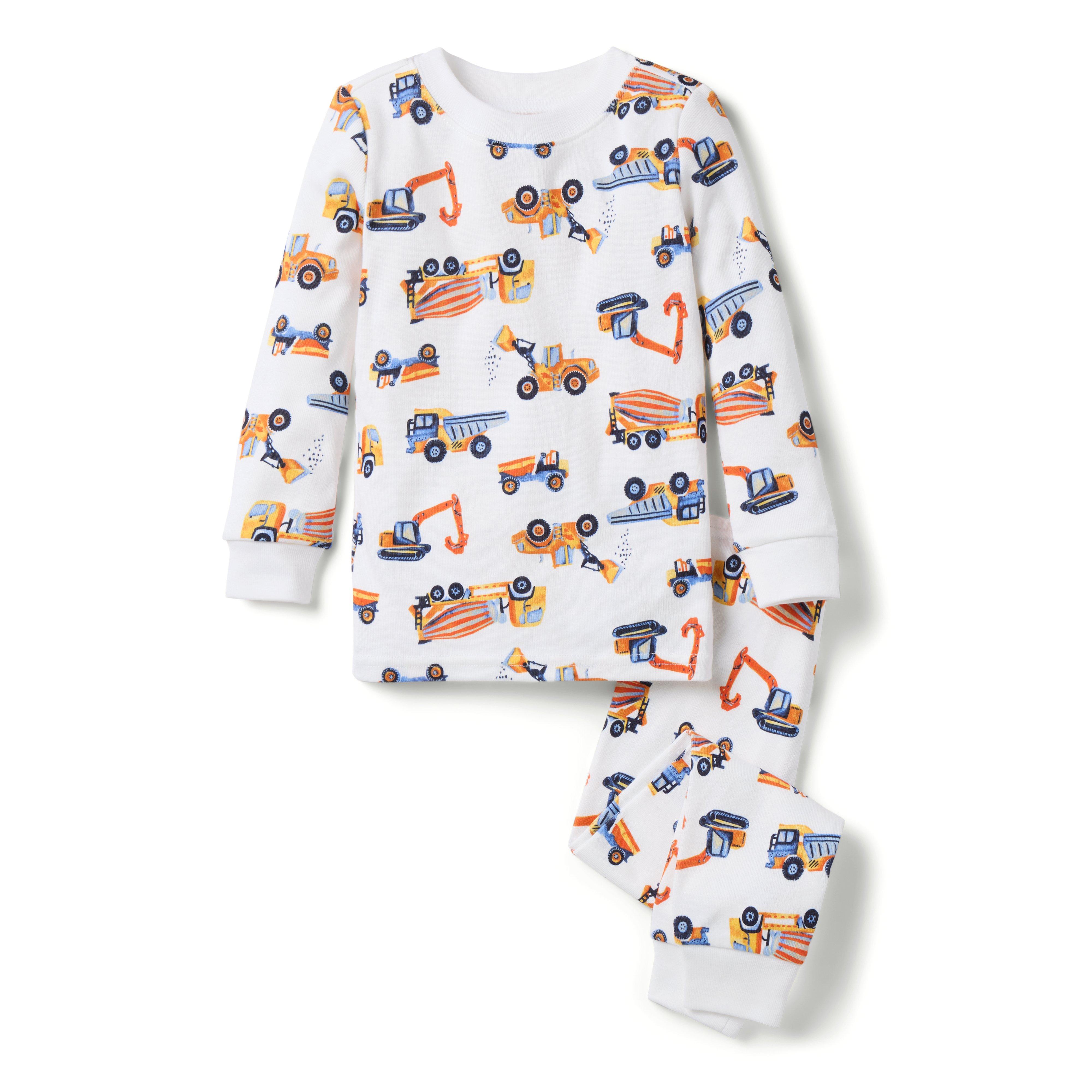 Janie and Jack Good Night Pajama In Construction Trucks