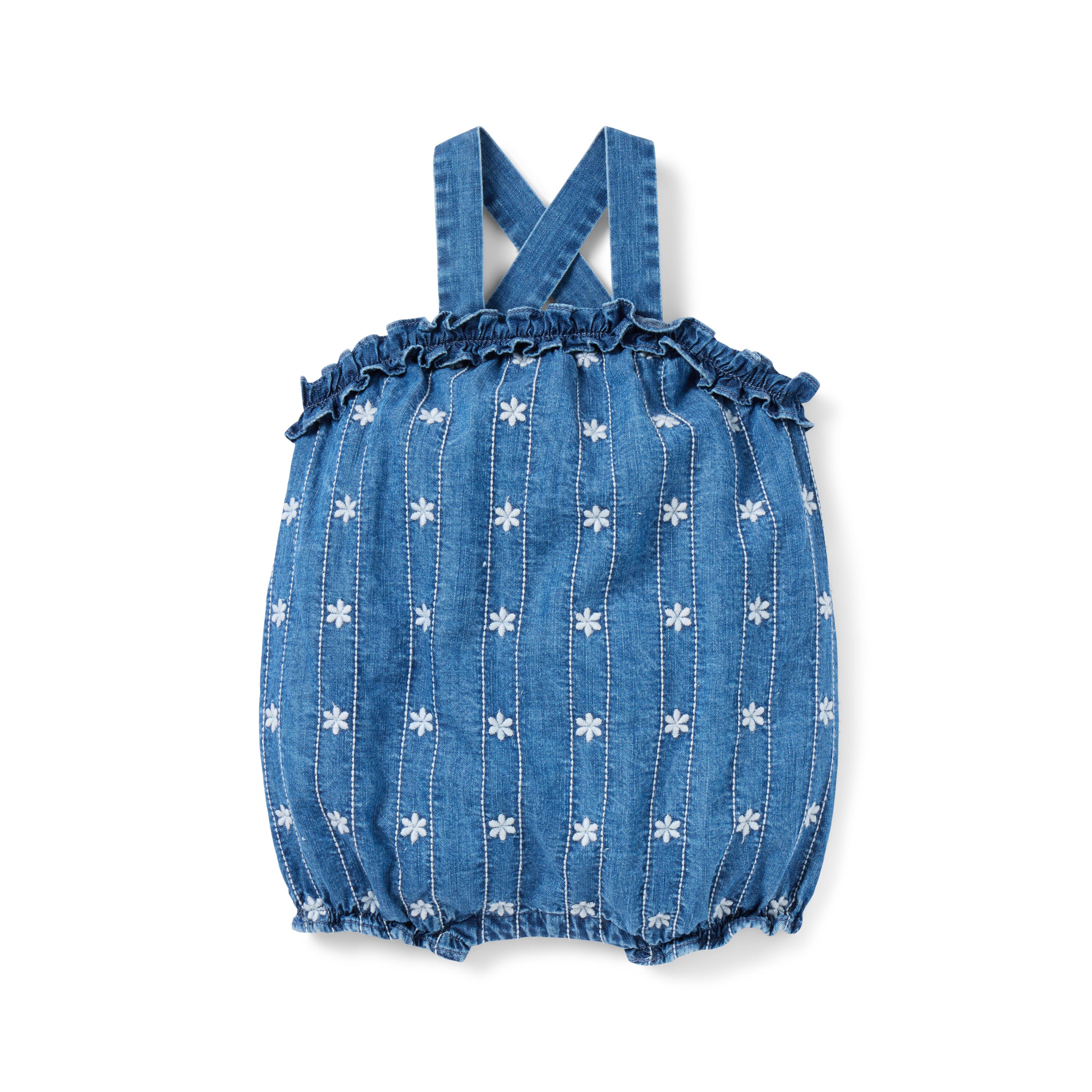 Janie and Jack Baby Chambray Embroidered Floral Romper