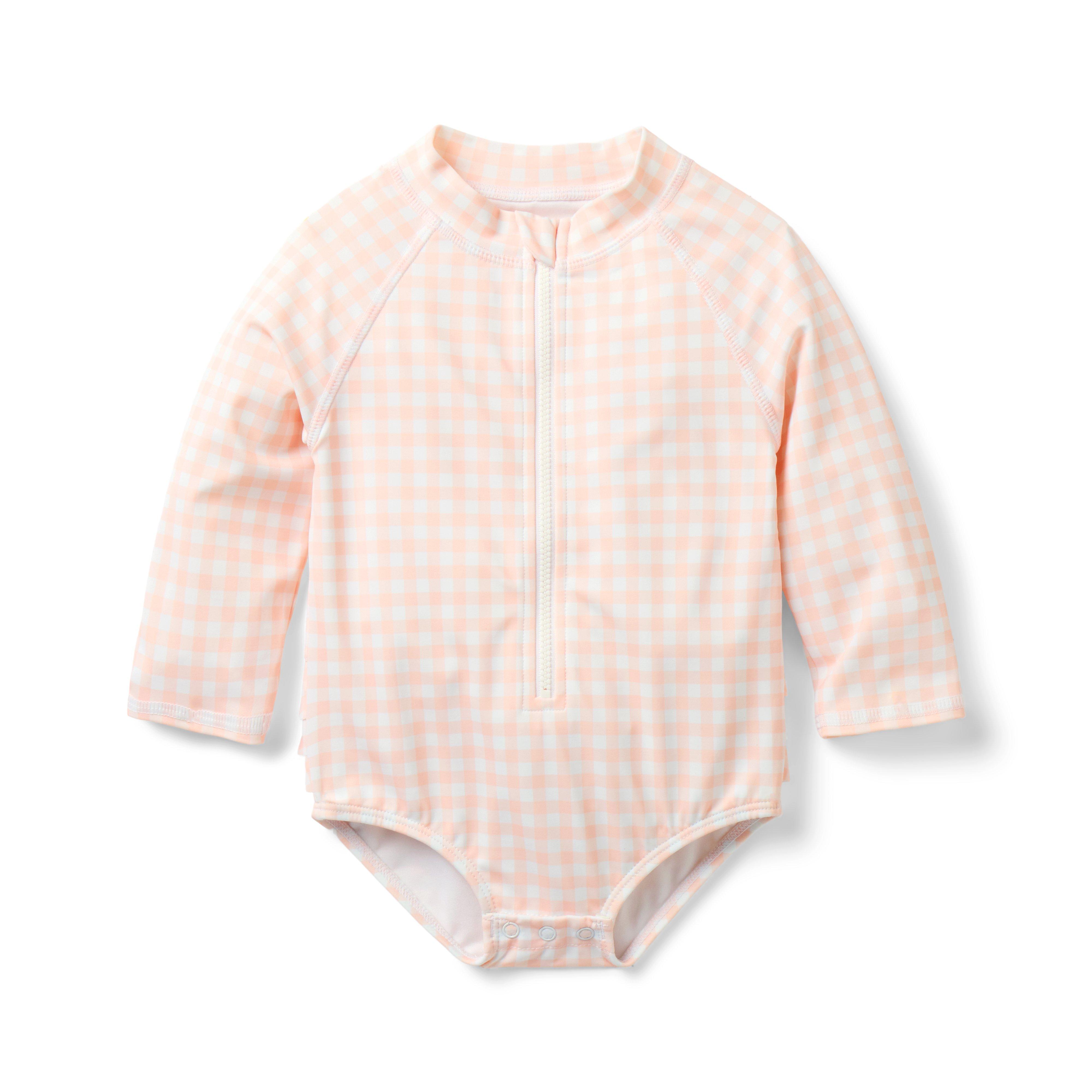 Janie and Jack Baby Recycled Gingham Rash Guard Swimsuit