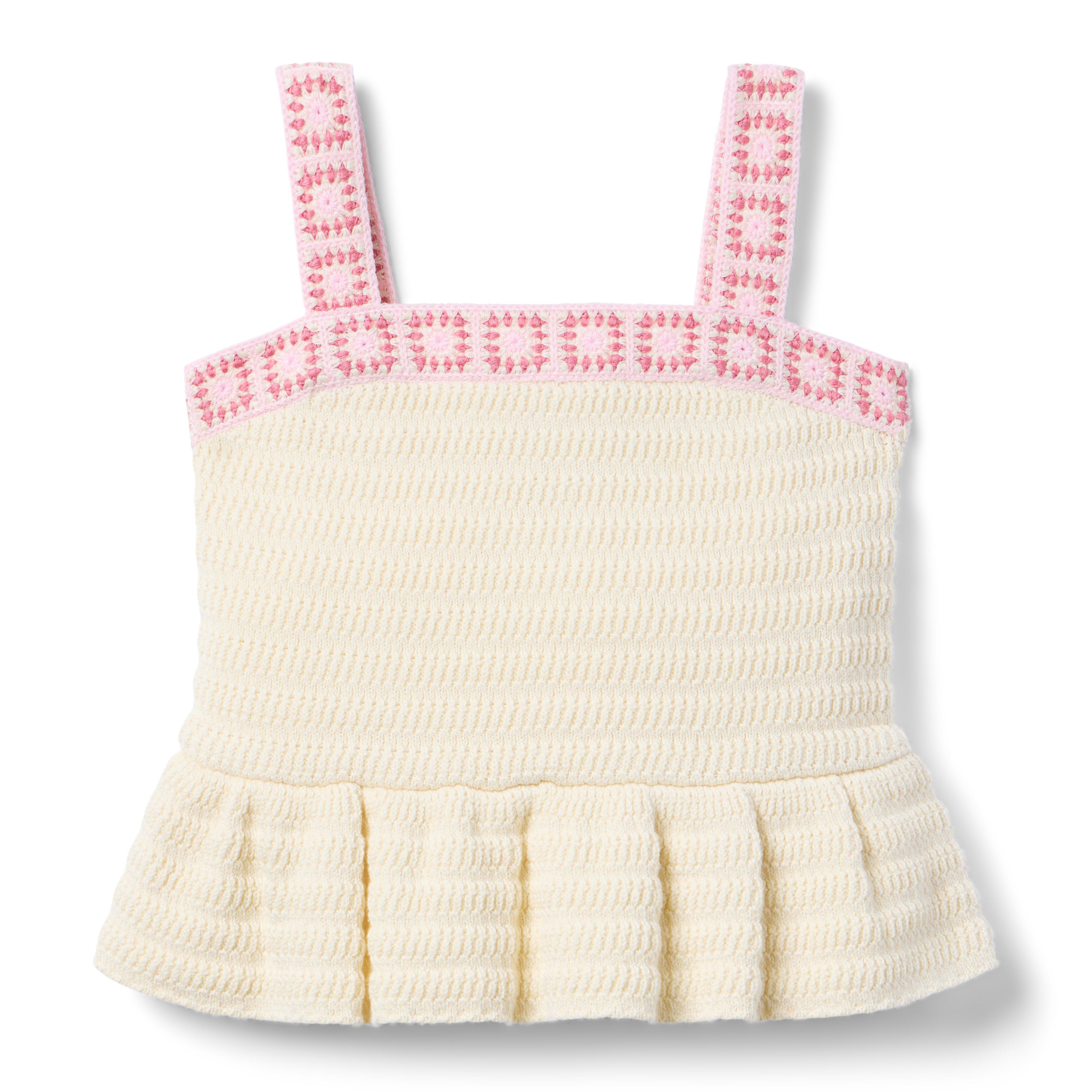 Janie and Jack Crochet Floral Trim Peplum Top