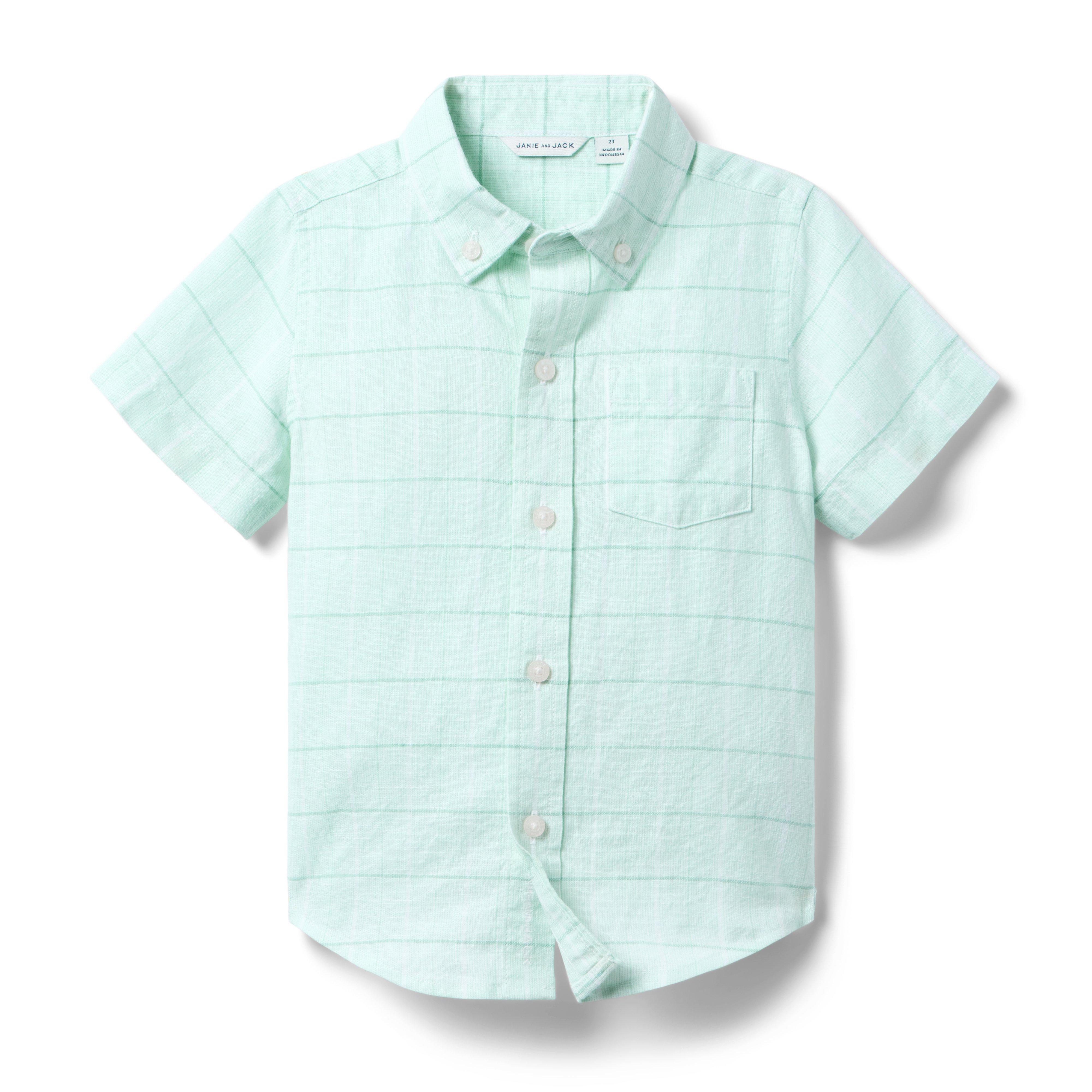 Janie and Jack Plaid Linen-Cotton Shirt