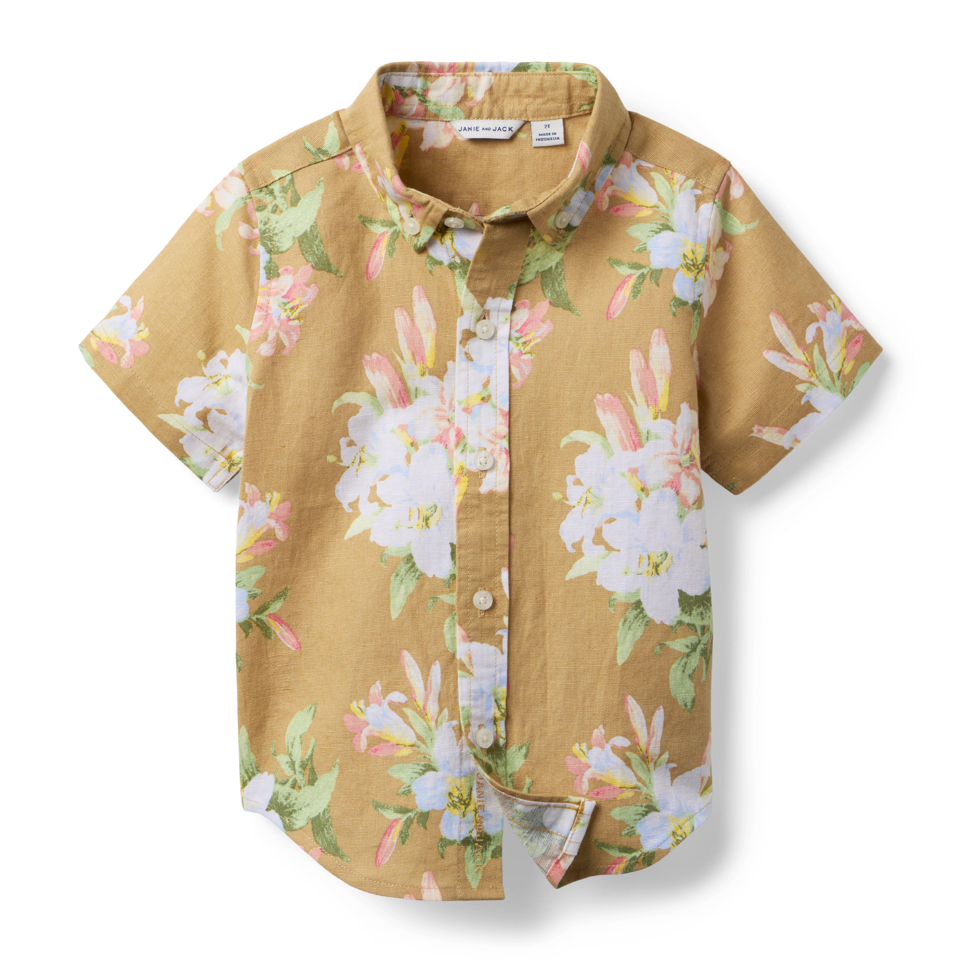 Janie and Jack Floral Linen-Cotton Shirt