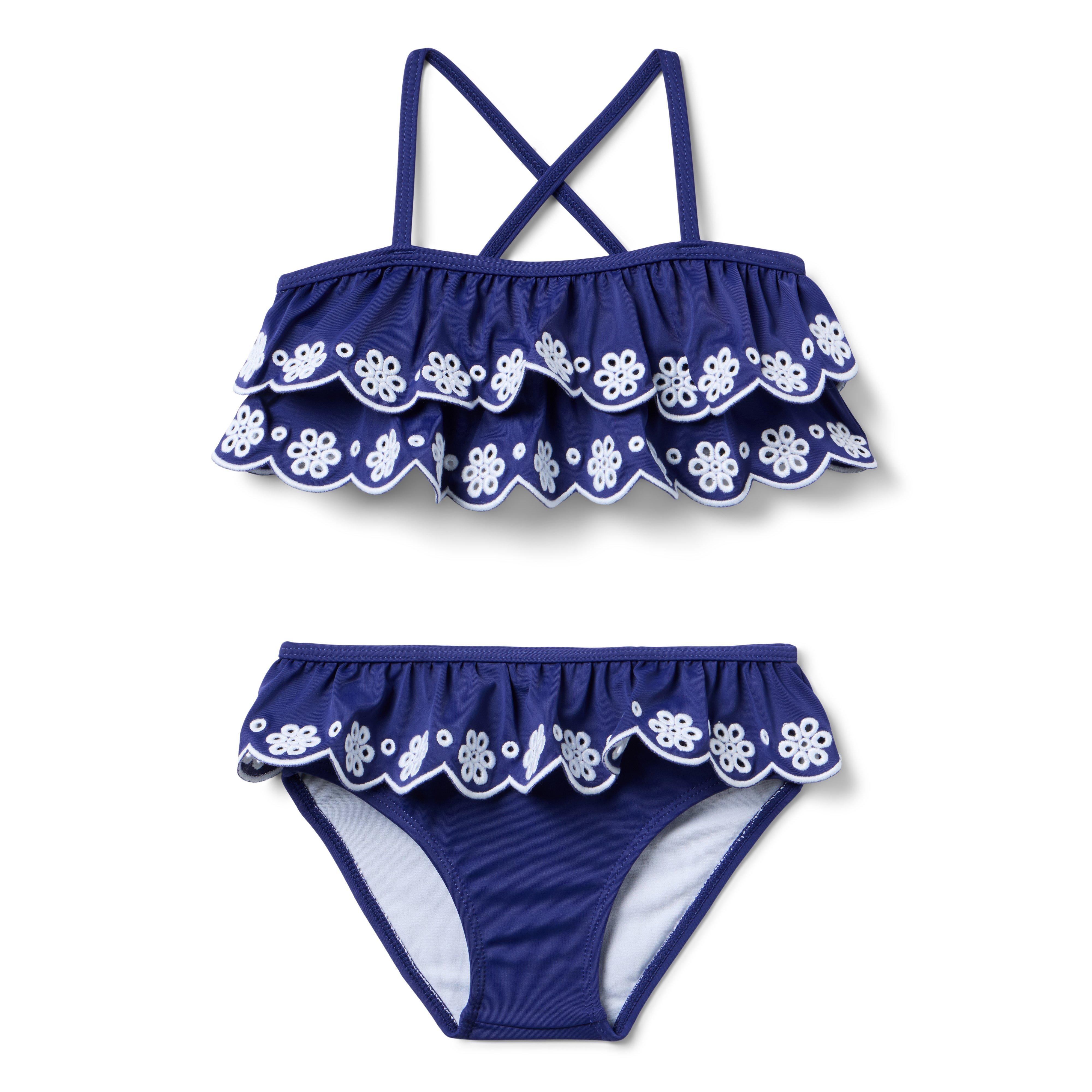 Janie and Jack Recycled Eyelet Ruffle 2-Piece Swimsuit