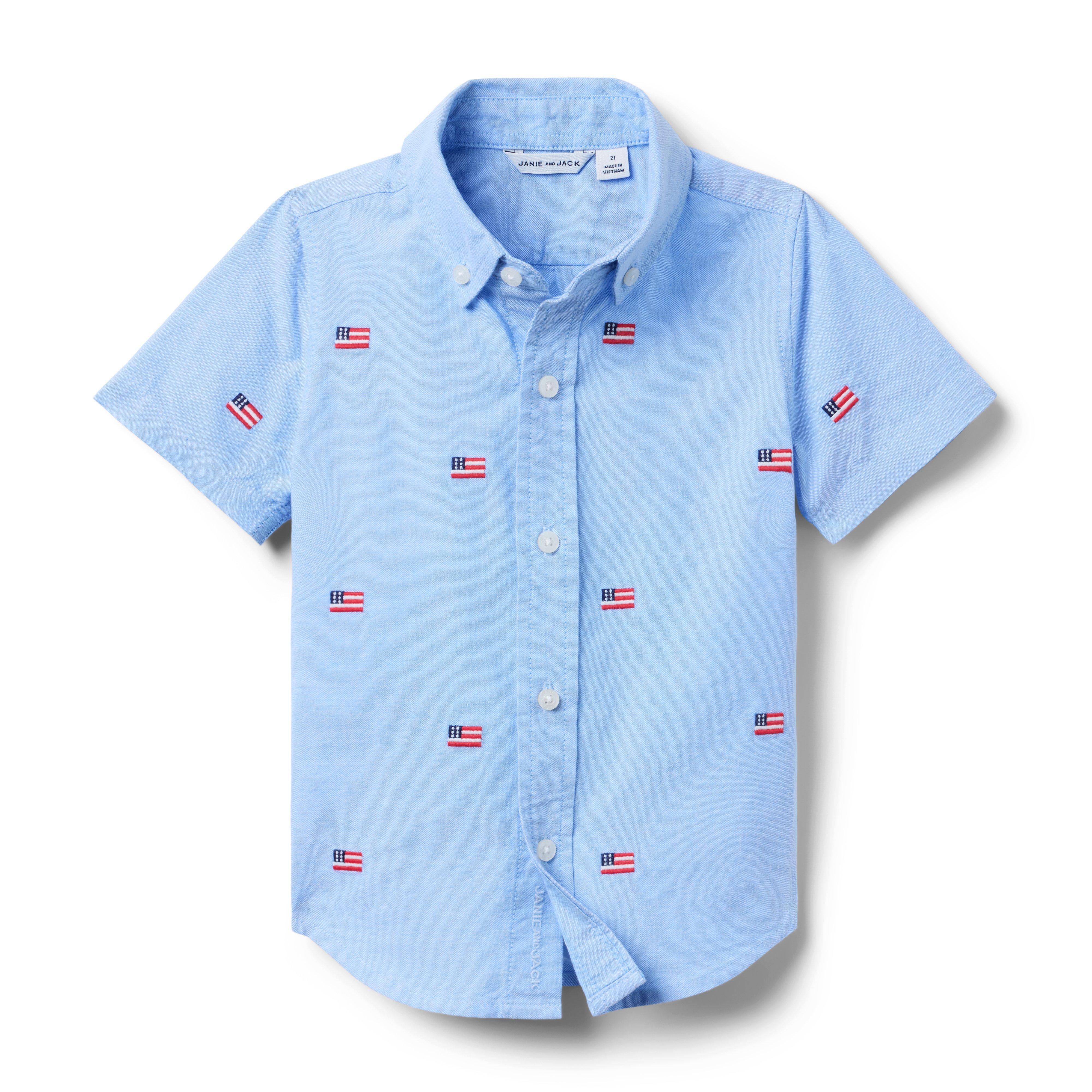 Janie and Jack Embroidered Flag Oxford Shirt