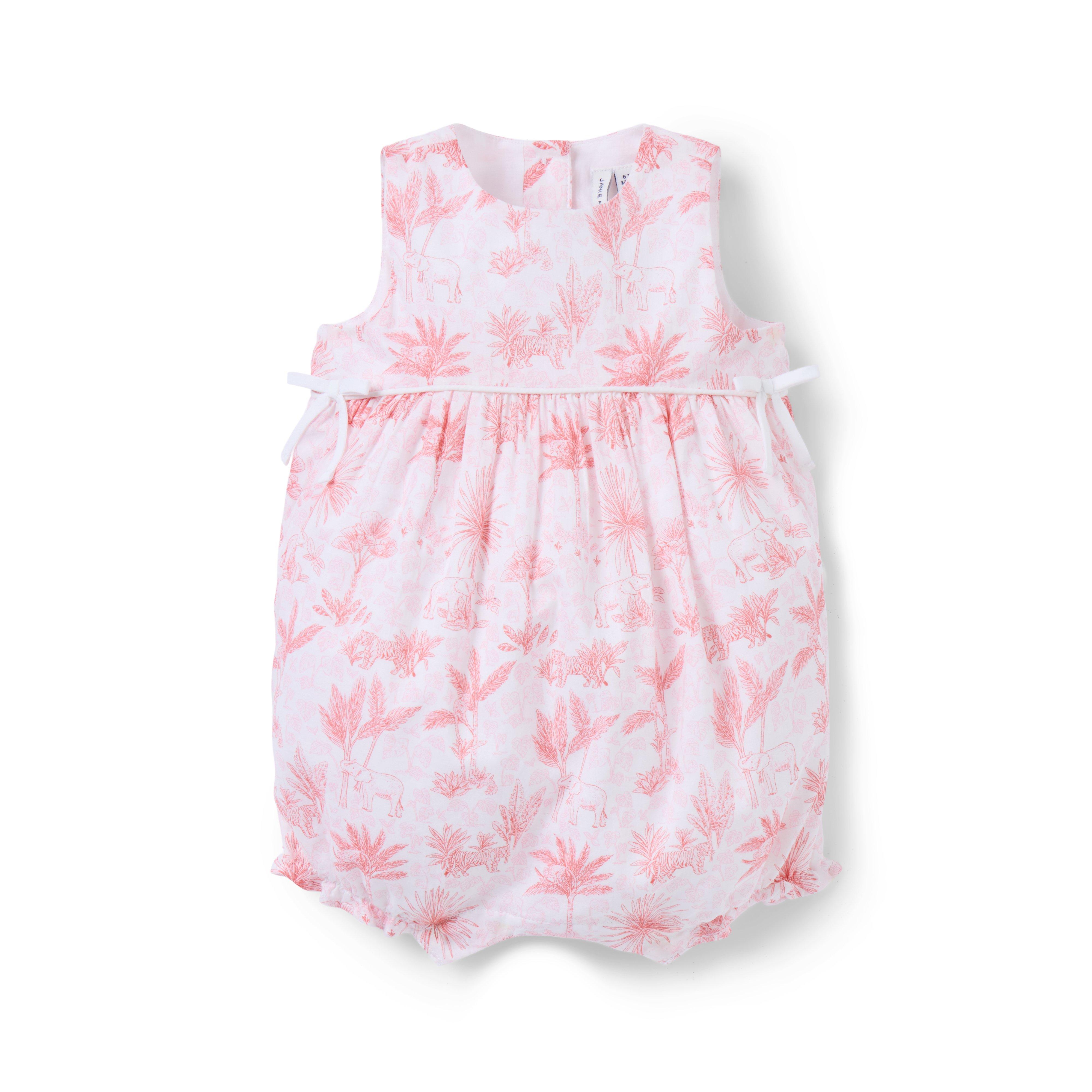 Janie and Jack Baby Safari Toile Bow Romper