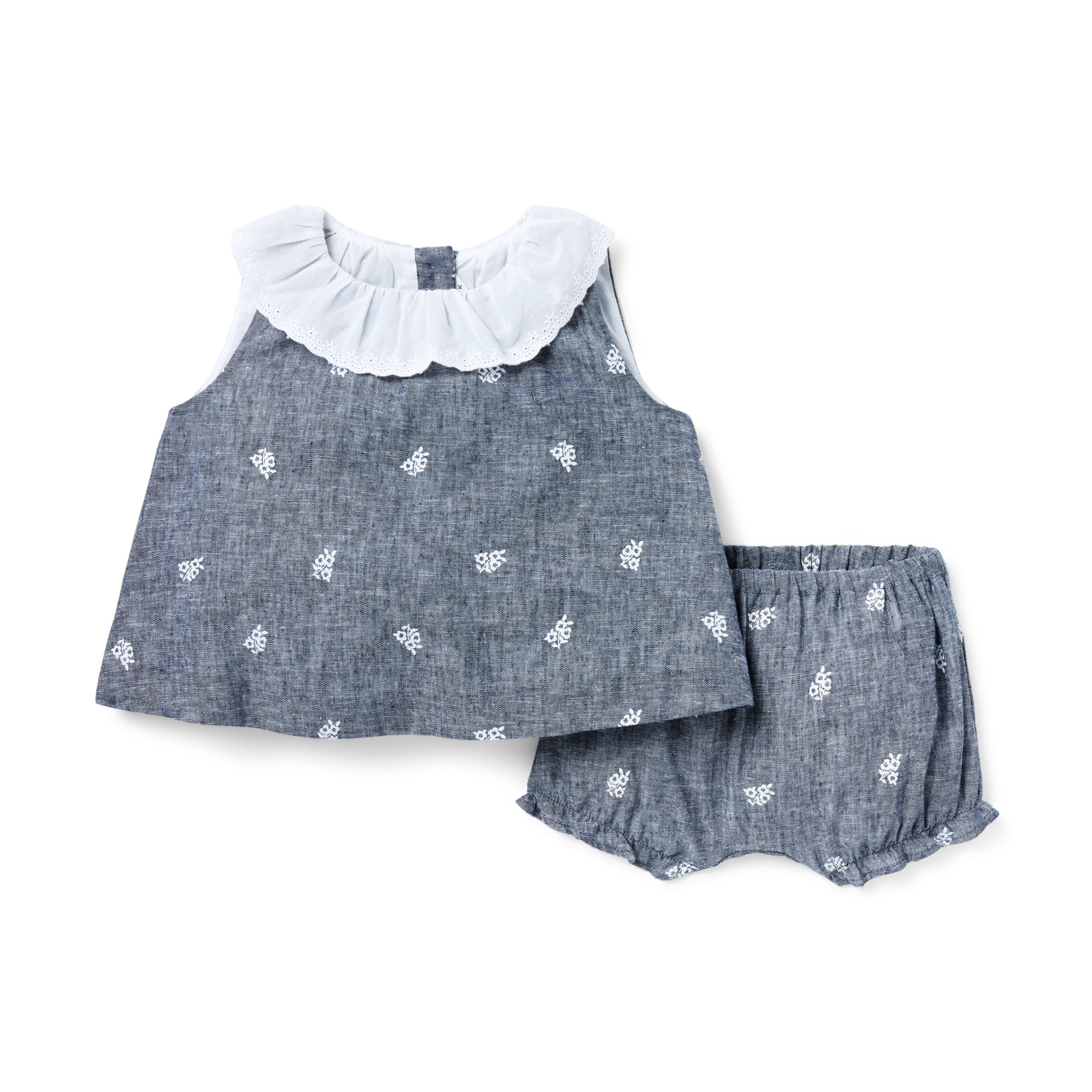 Janie and Jack Baby Floral Linen-Cotton Matching Set