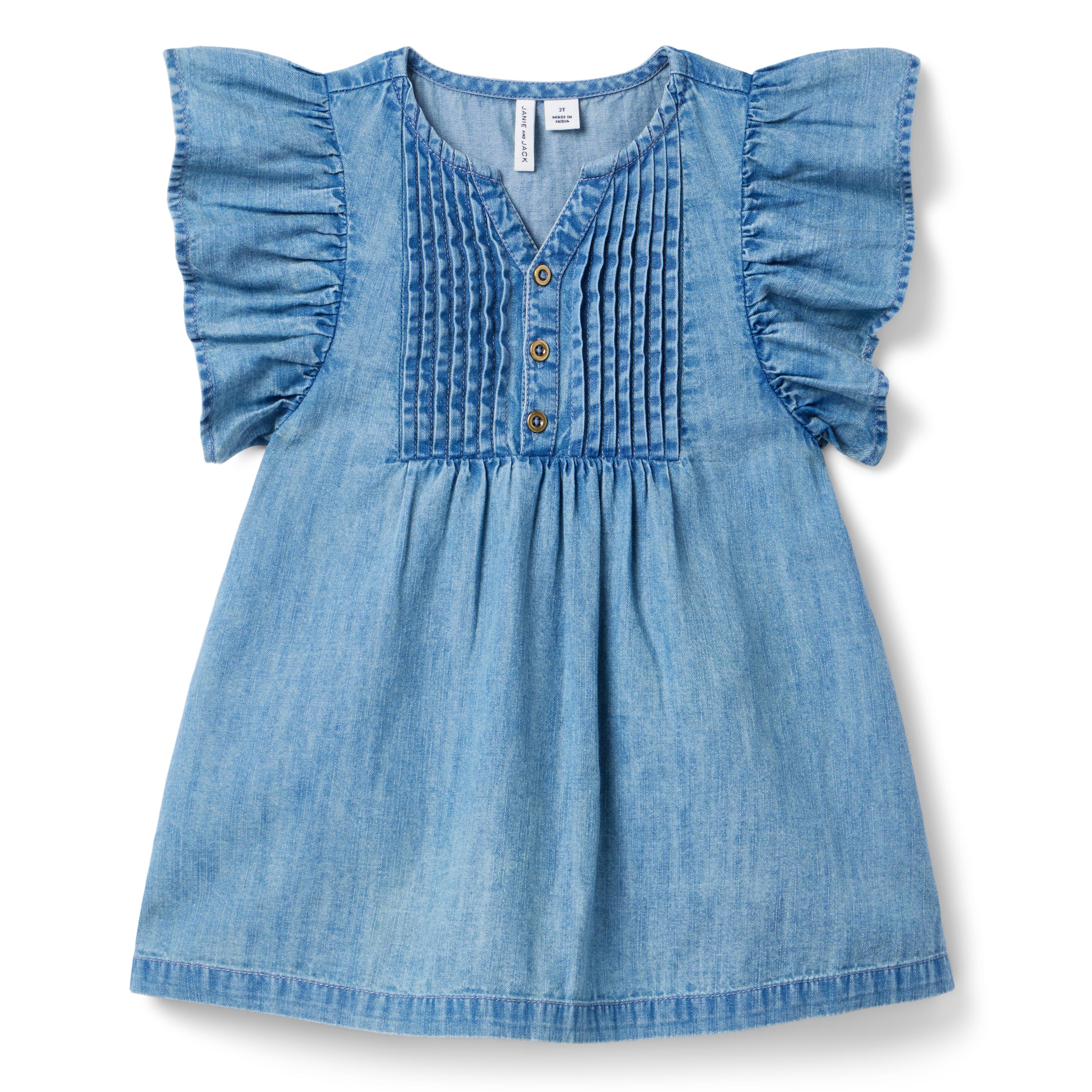 Janie and Jack Chambray Ruffle Sleeve Dress