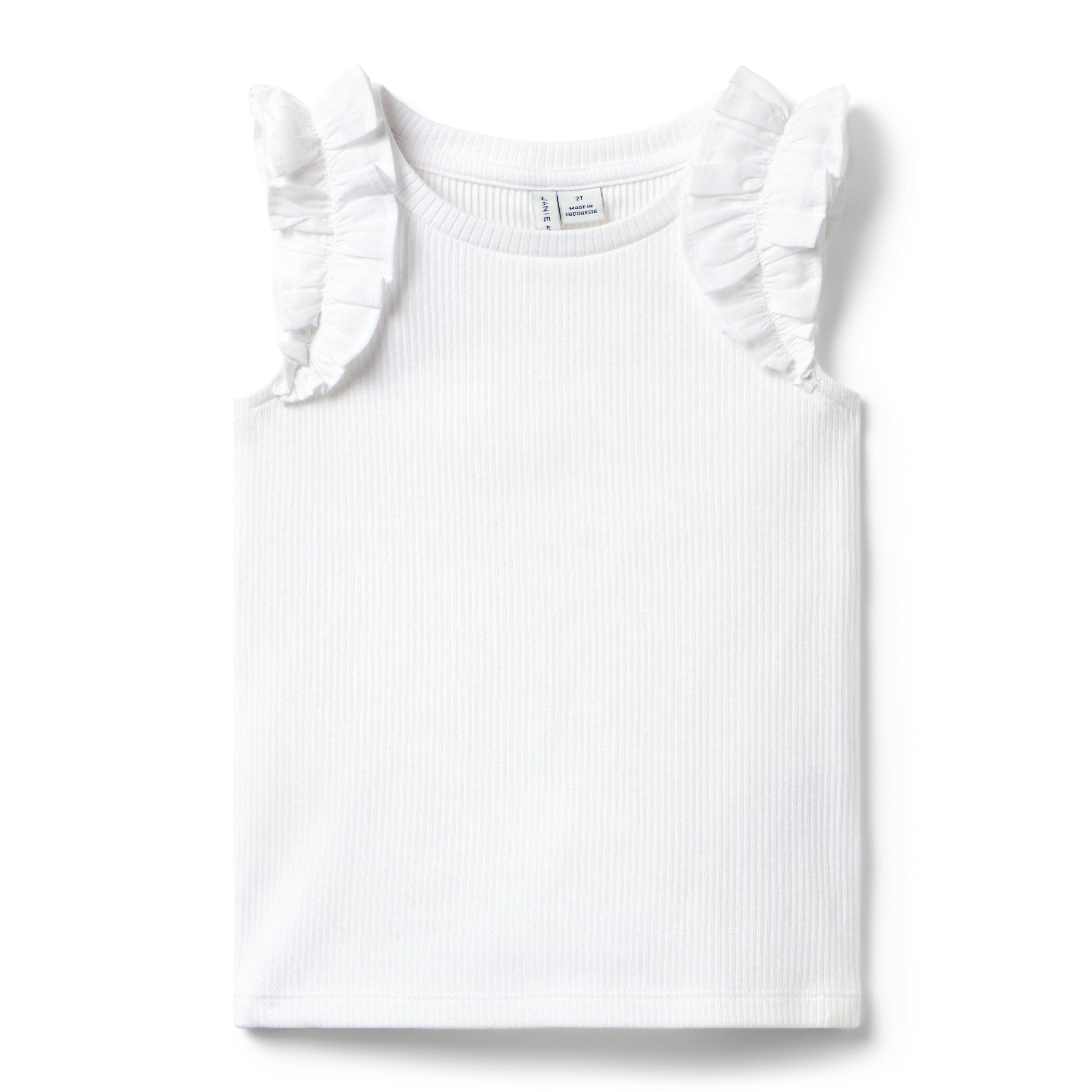 Janie and Jack Ribbed Ruffle Sleeve Top