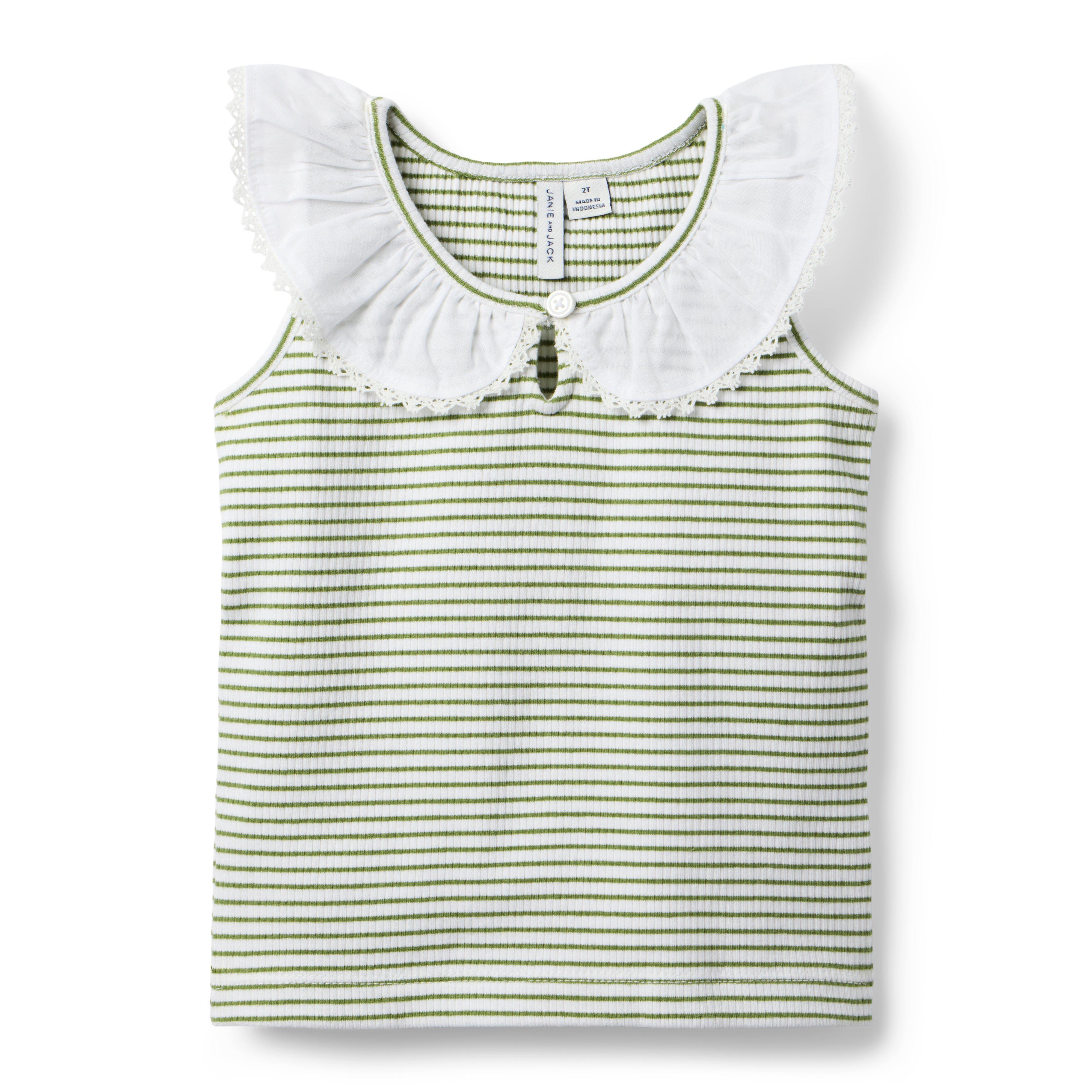 Janie and Jack Striped Ribbed Collar Top