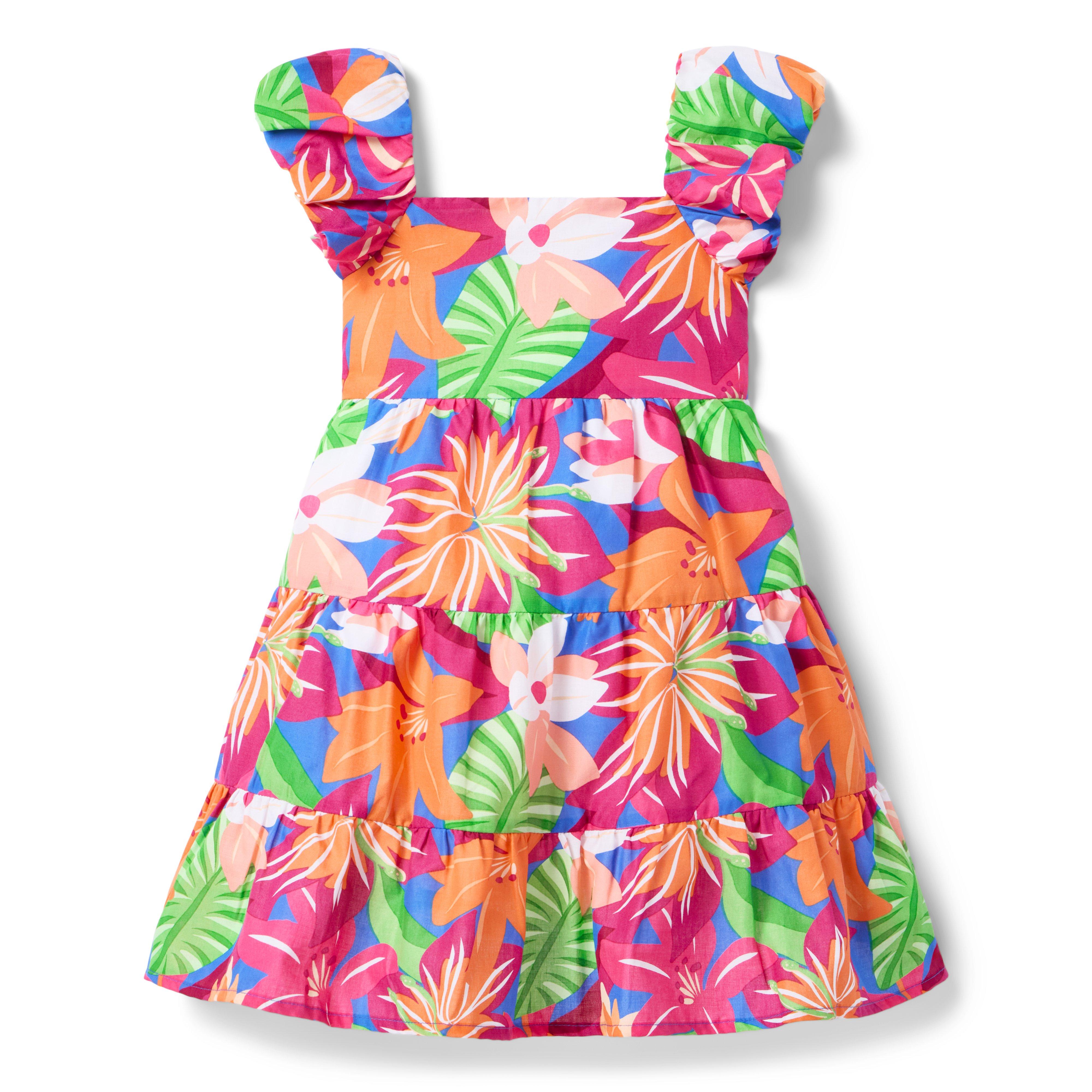 Janie and Jack Tropical Floral Tiered Dress