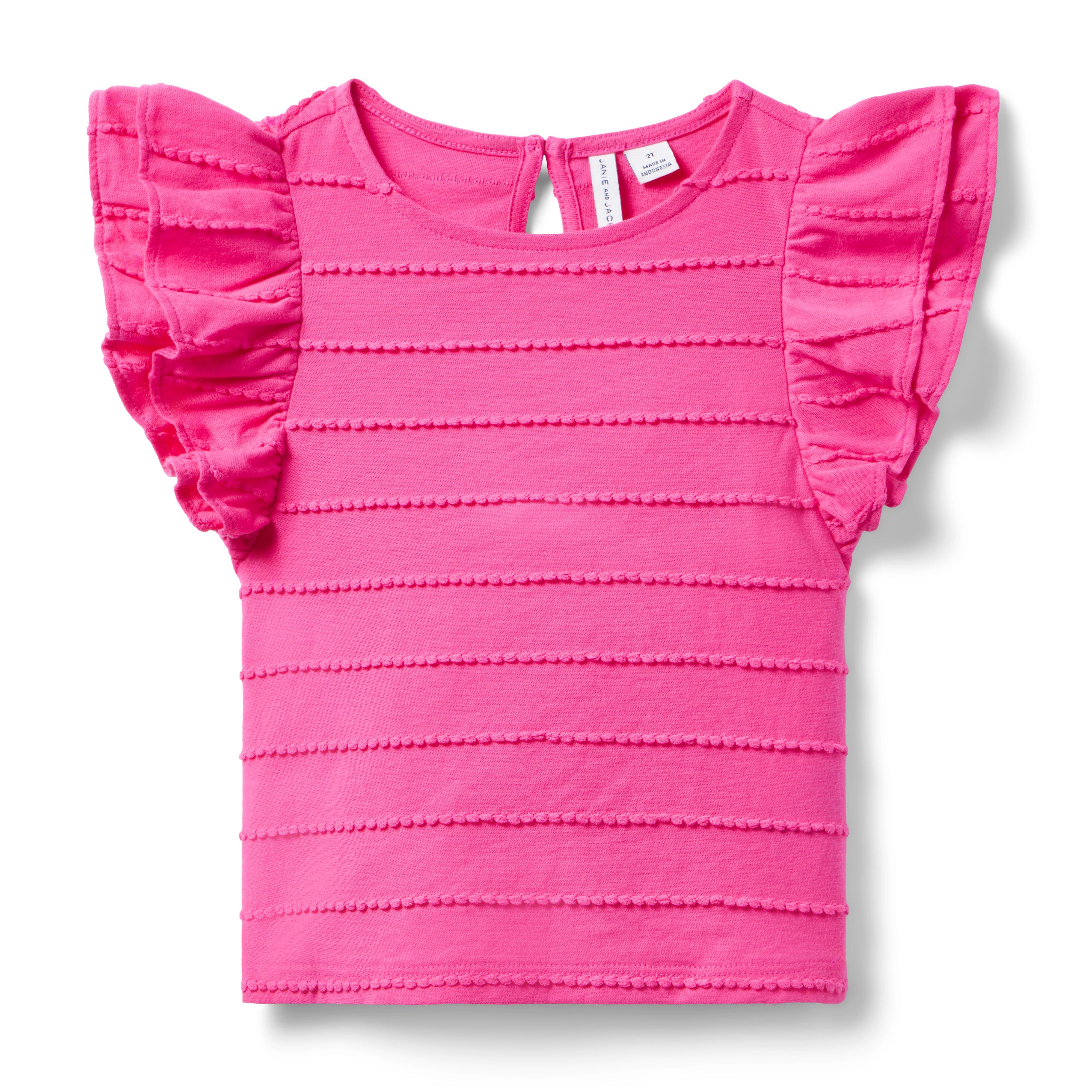 Janie and Jack Textured Stripe Ruffle Sleeve Top