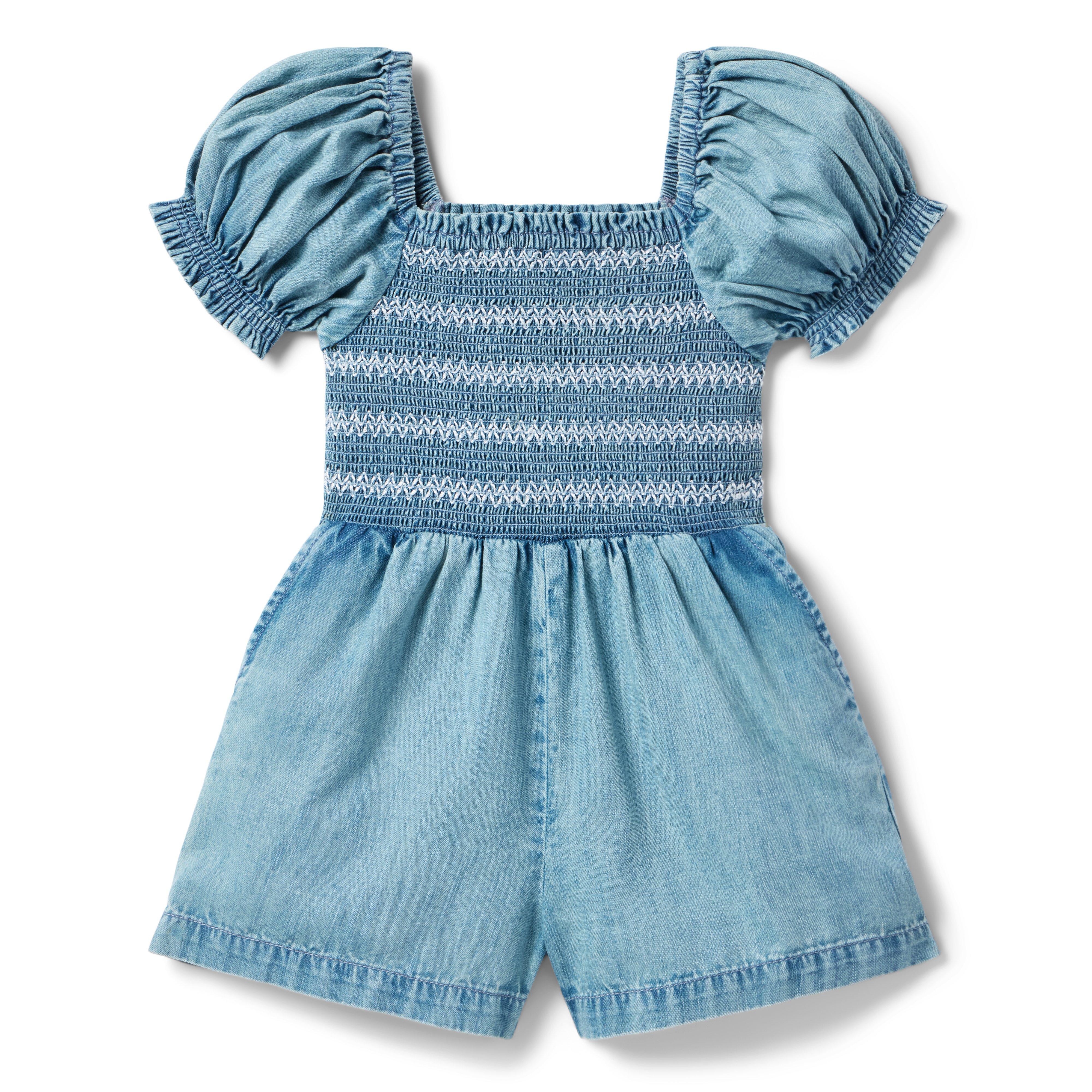 Janie and Jack Chambray Smocked Romper