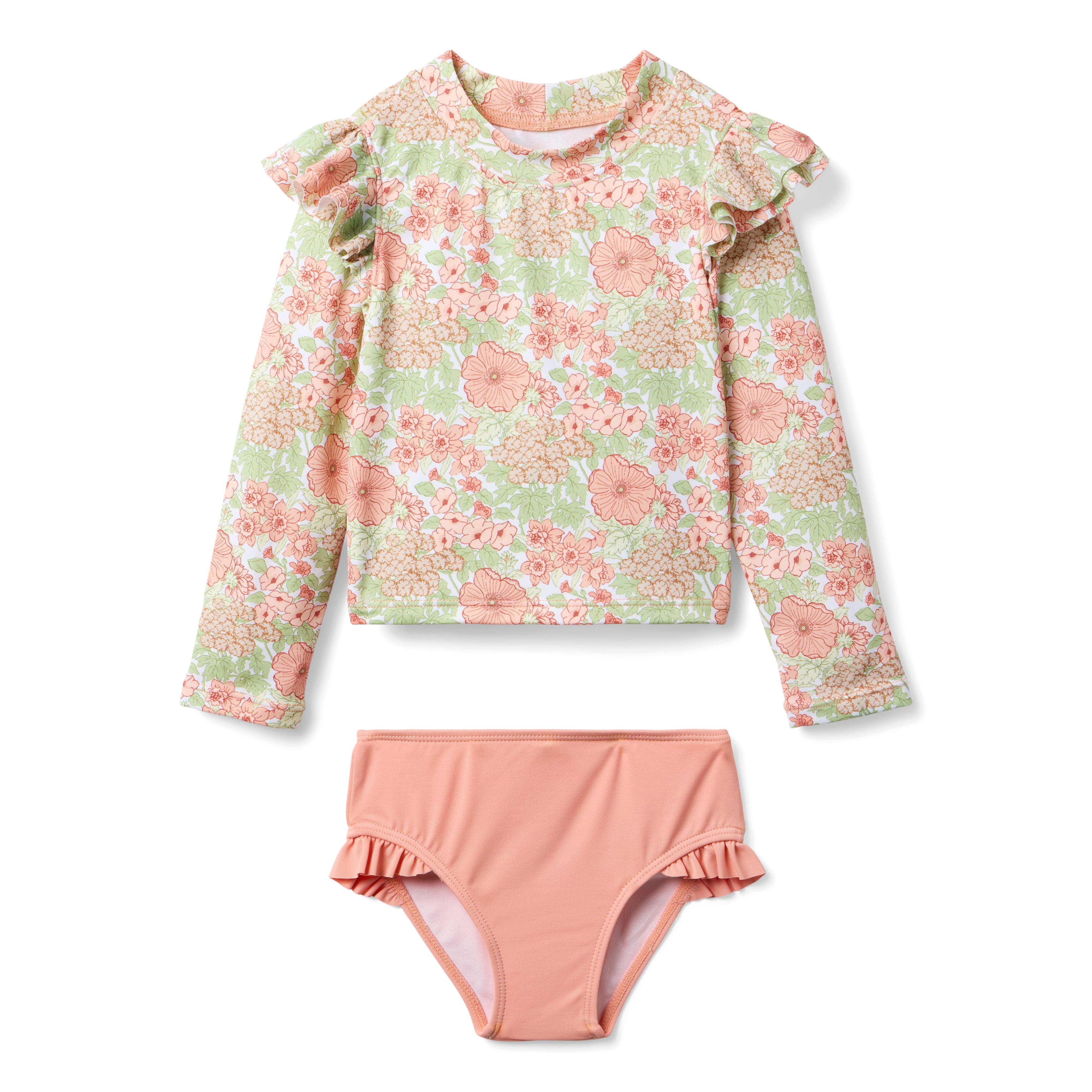 Janie and Jack Recycled Floral Ruffle Rash Guard Swimsuit