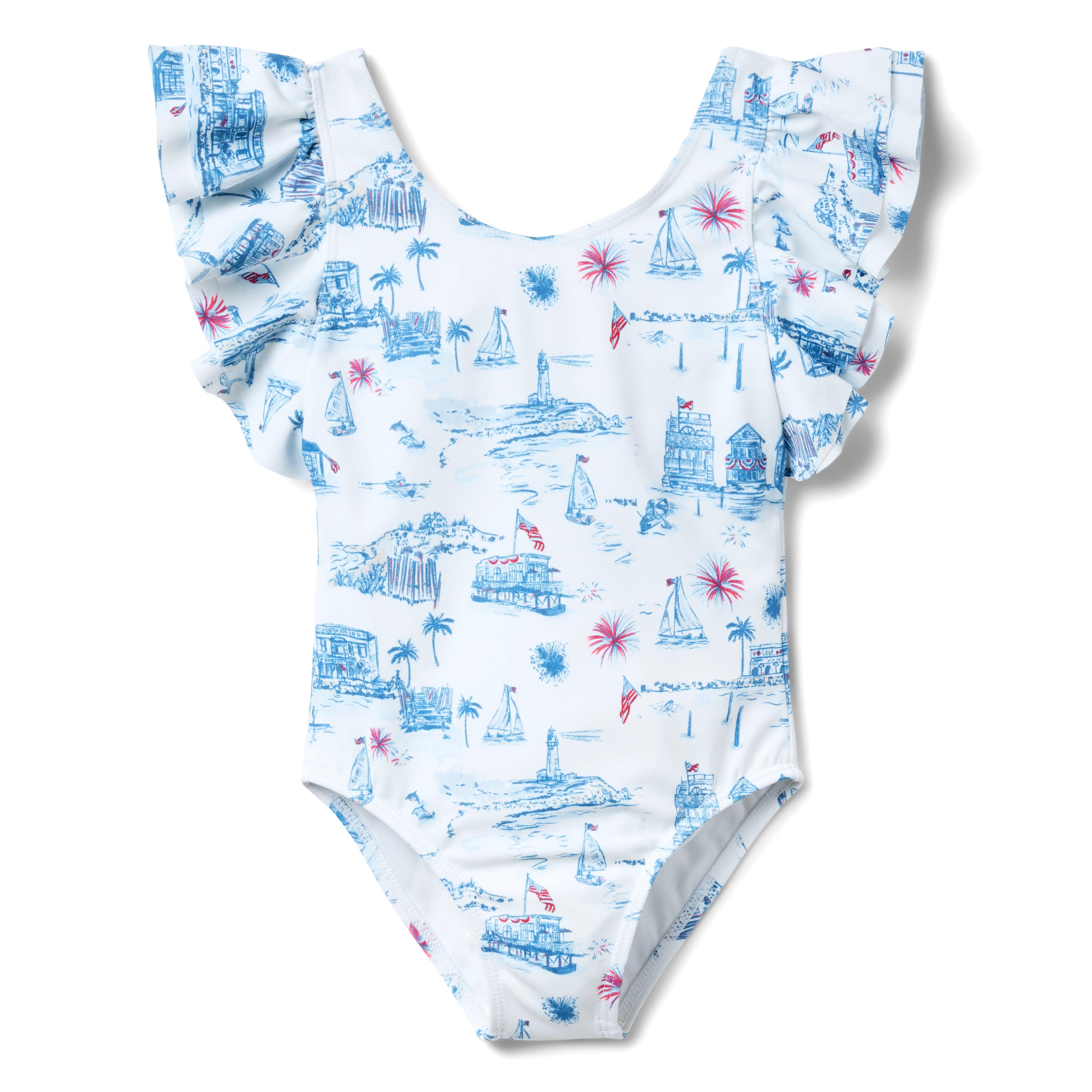 Janie and Jack Recycled Americana Toile Swimsuit
