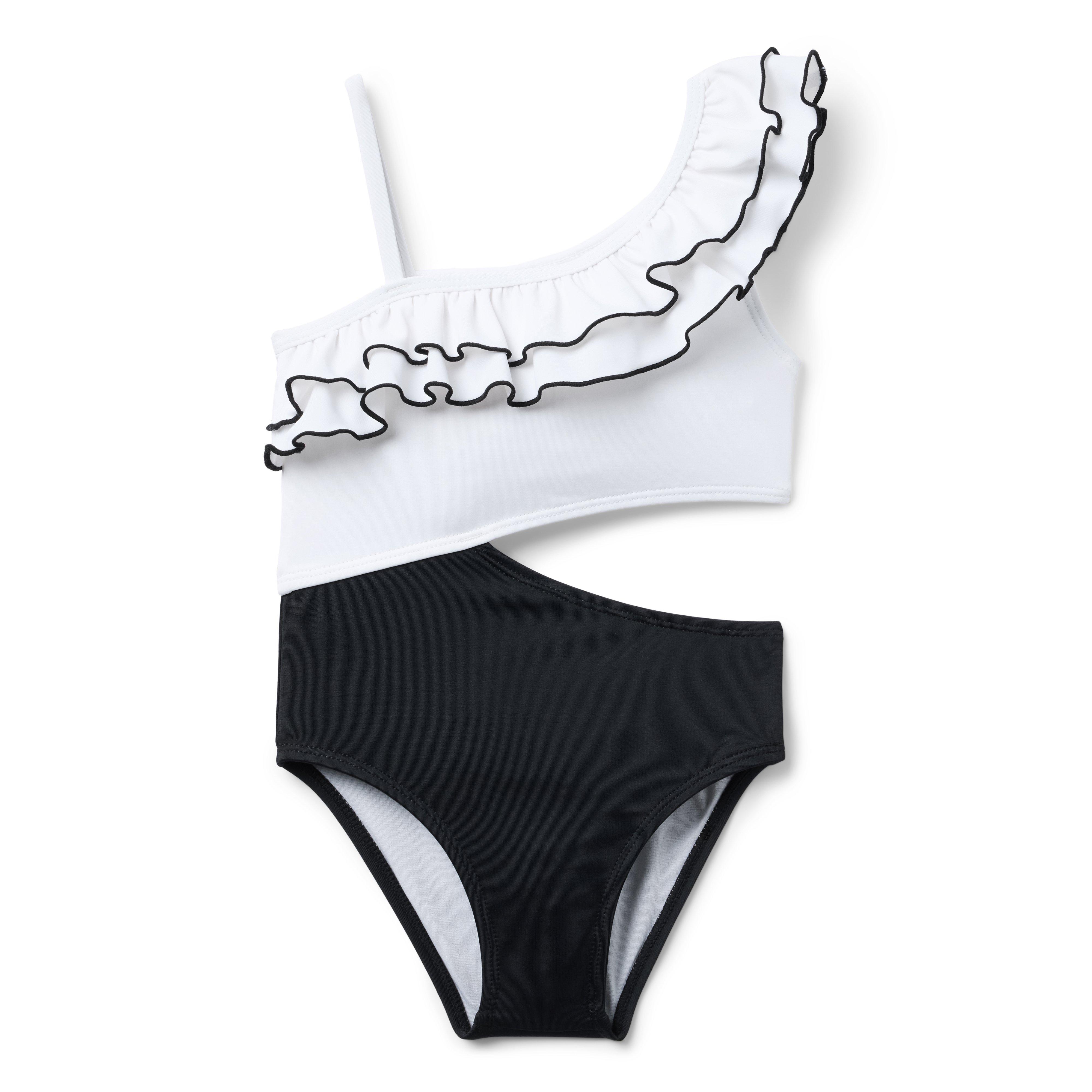 Janie and Jack Recycled Cutout Ruffle Shoulder Swimsuit