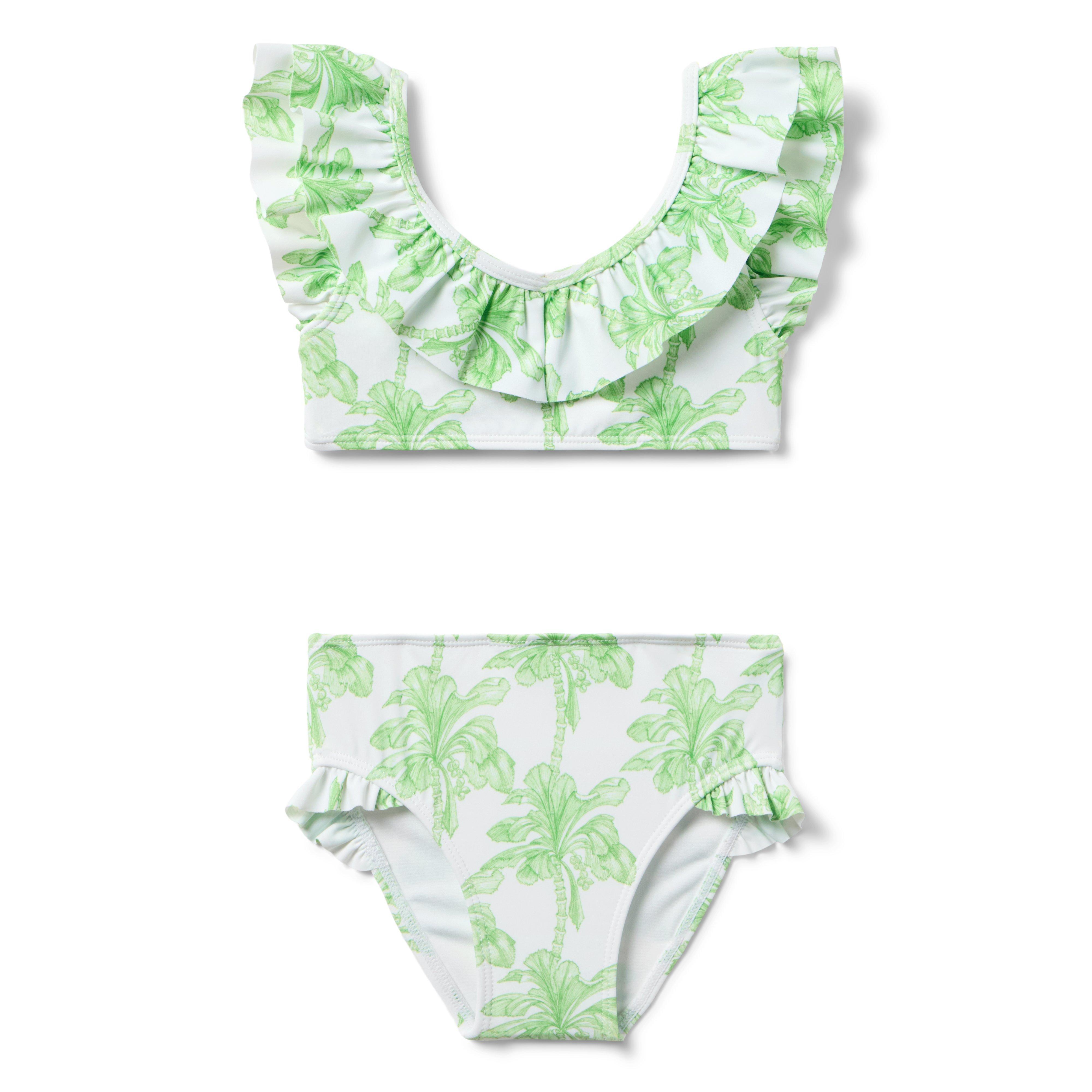Janie and Jack Recycled Palm Tree Ruffle 2-Piece Swimsuit