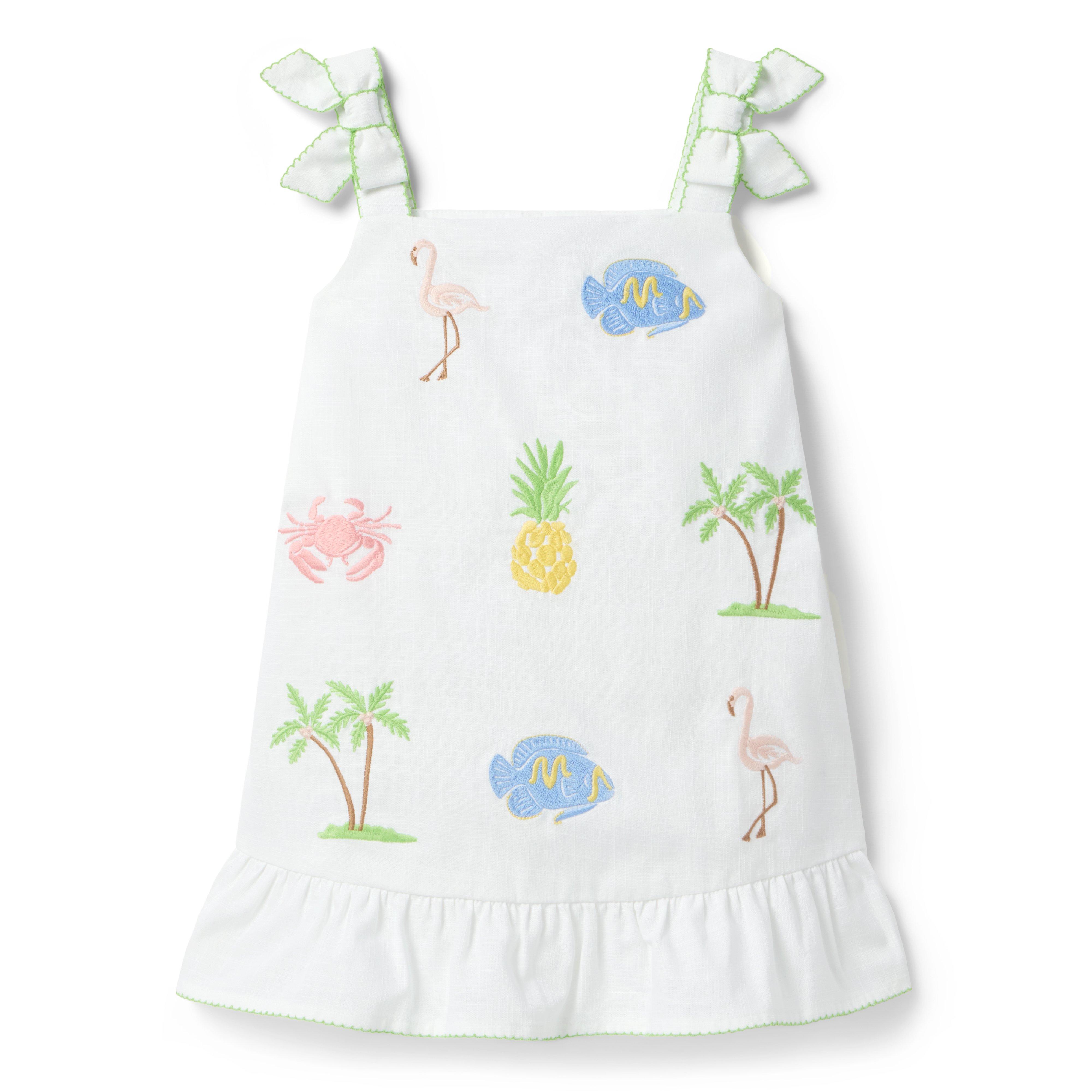 Janie and Jack Embroidered Tropical Icon Dress