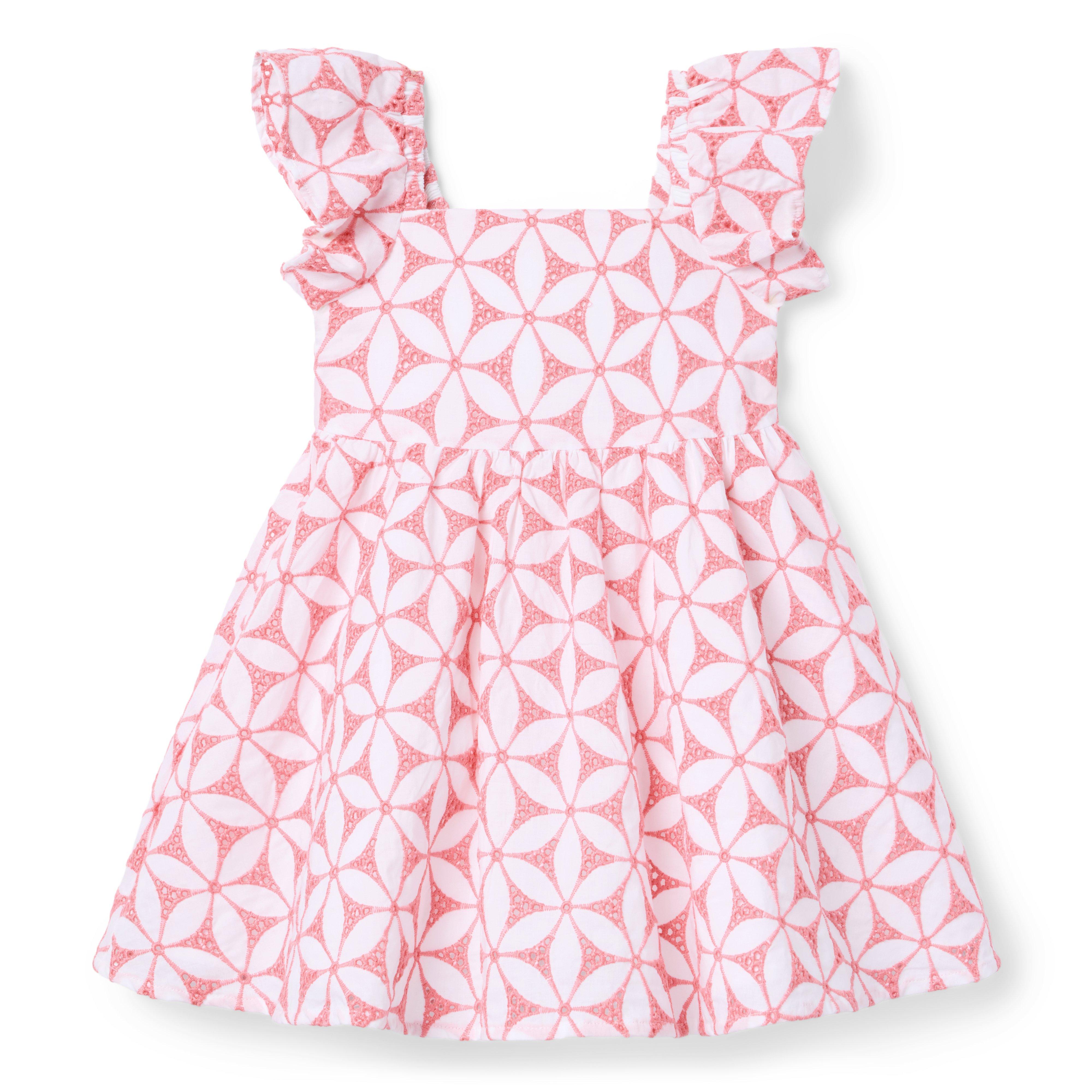 Janie and Jack Floral Eyelet Flutter Sleeve Dress