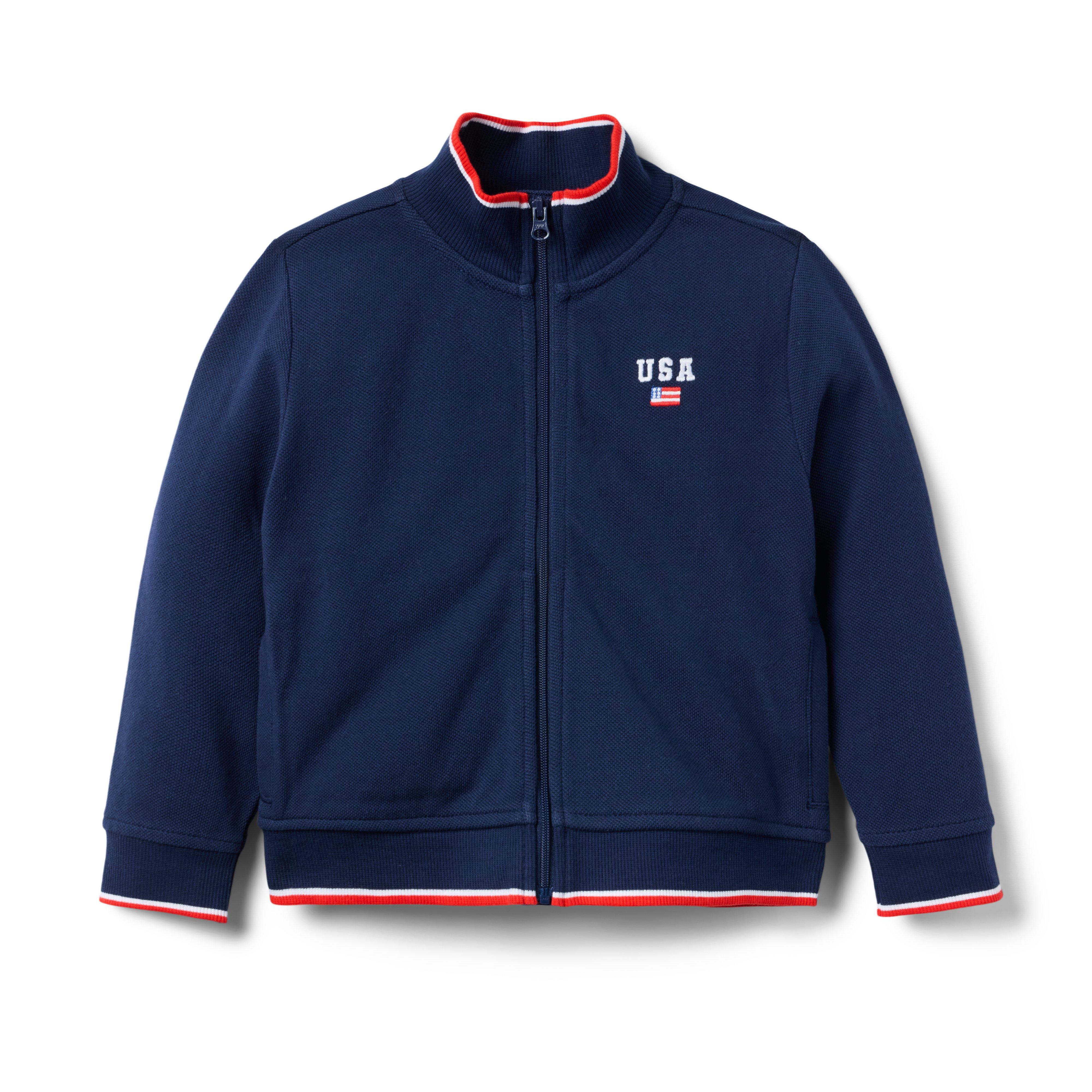 Janie and Jack Embroidered USA Pique Jacket