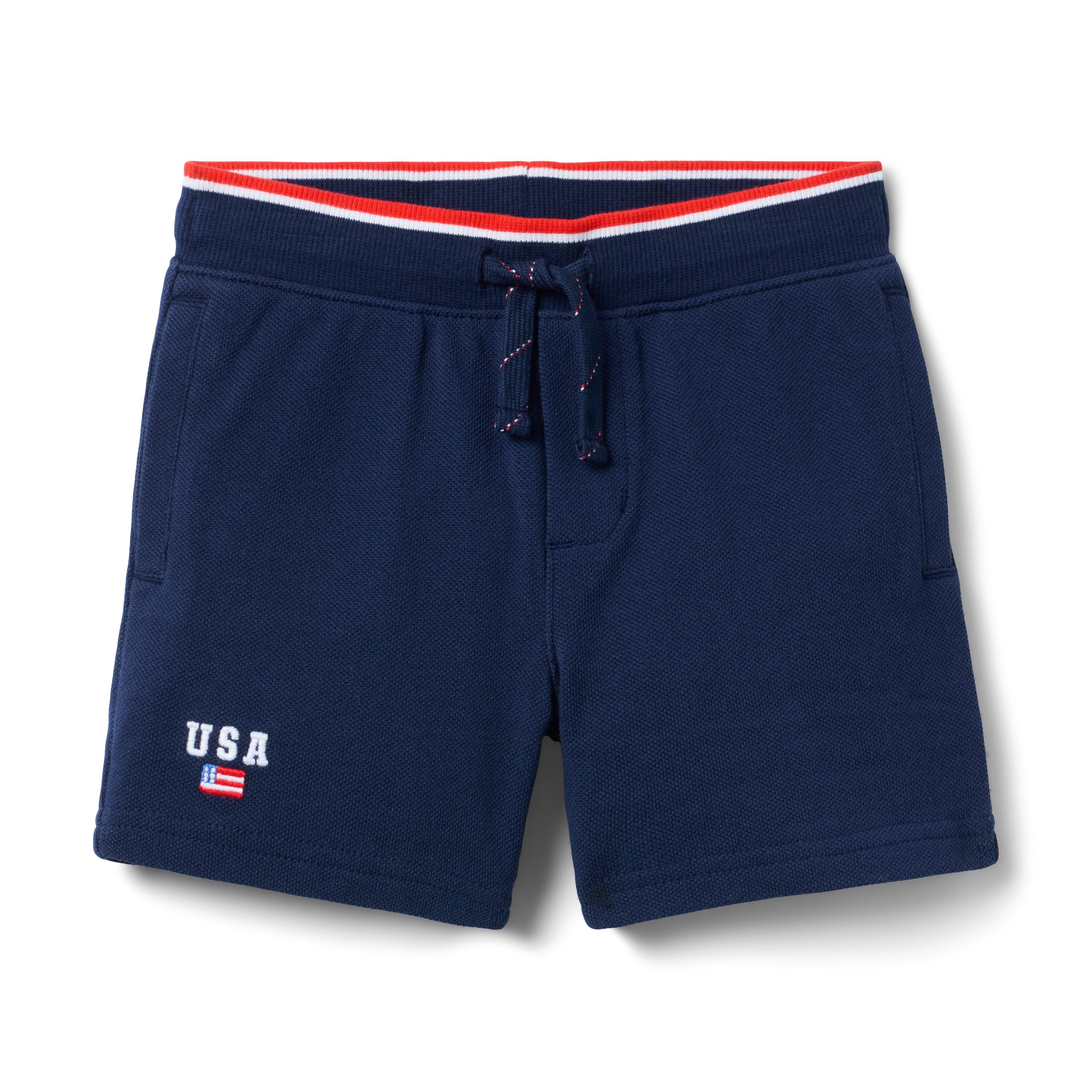 Janie and Jack Embroidered USA Pique Short