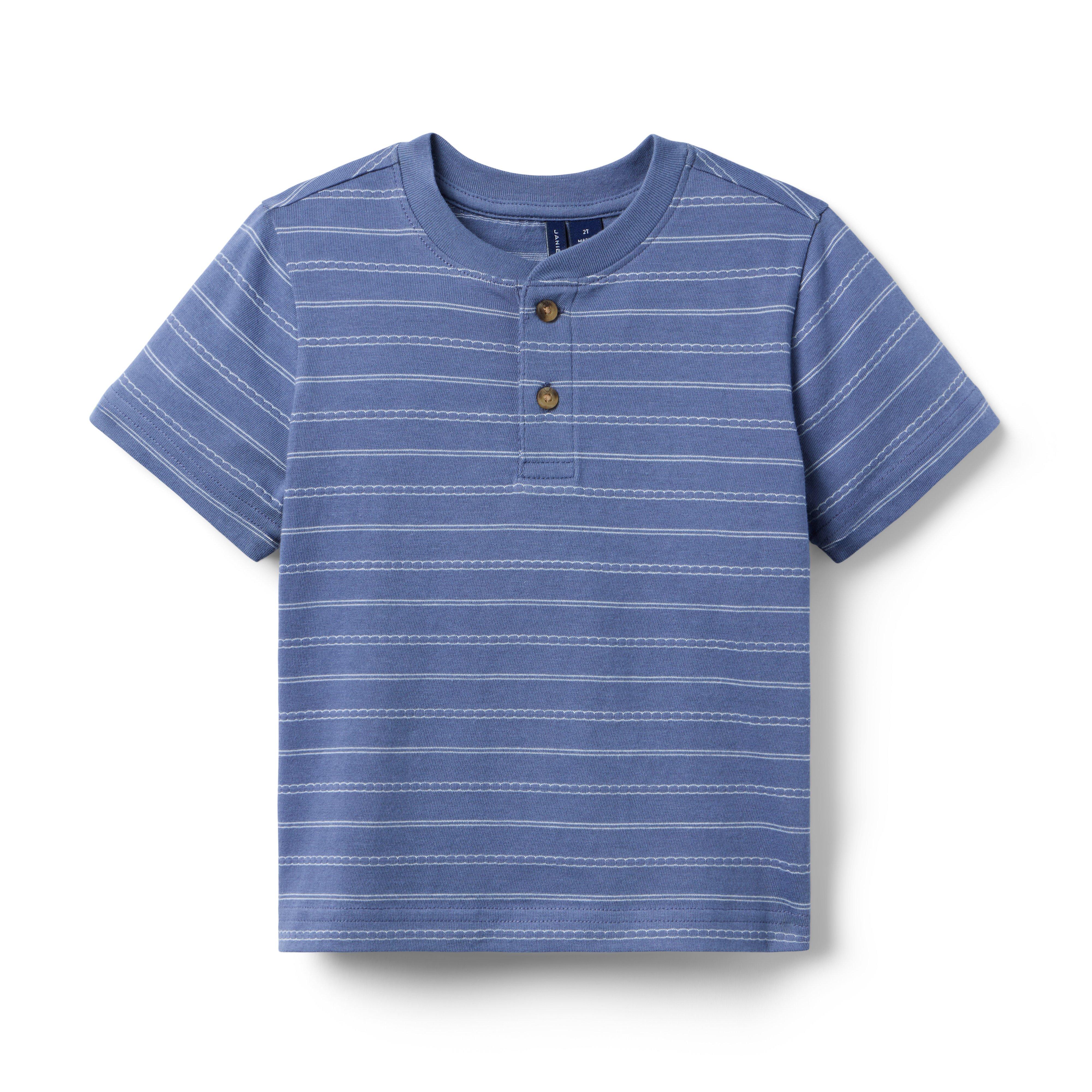 Janie and Jack Striped Textured Henley Tee