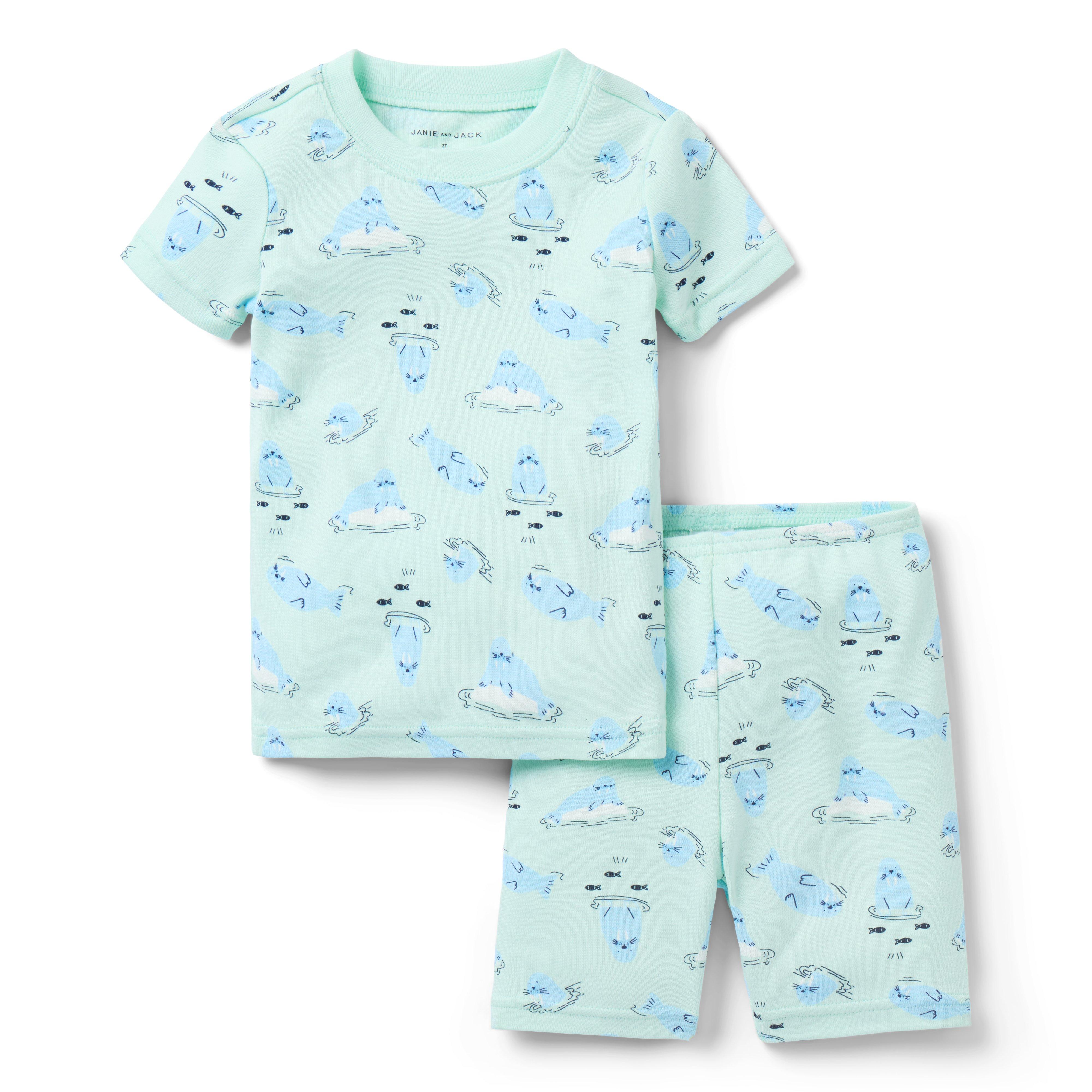 Janie and Jack Good Night Short Pajama In Walrus